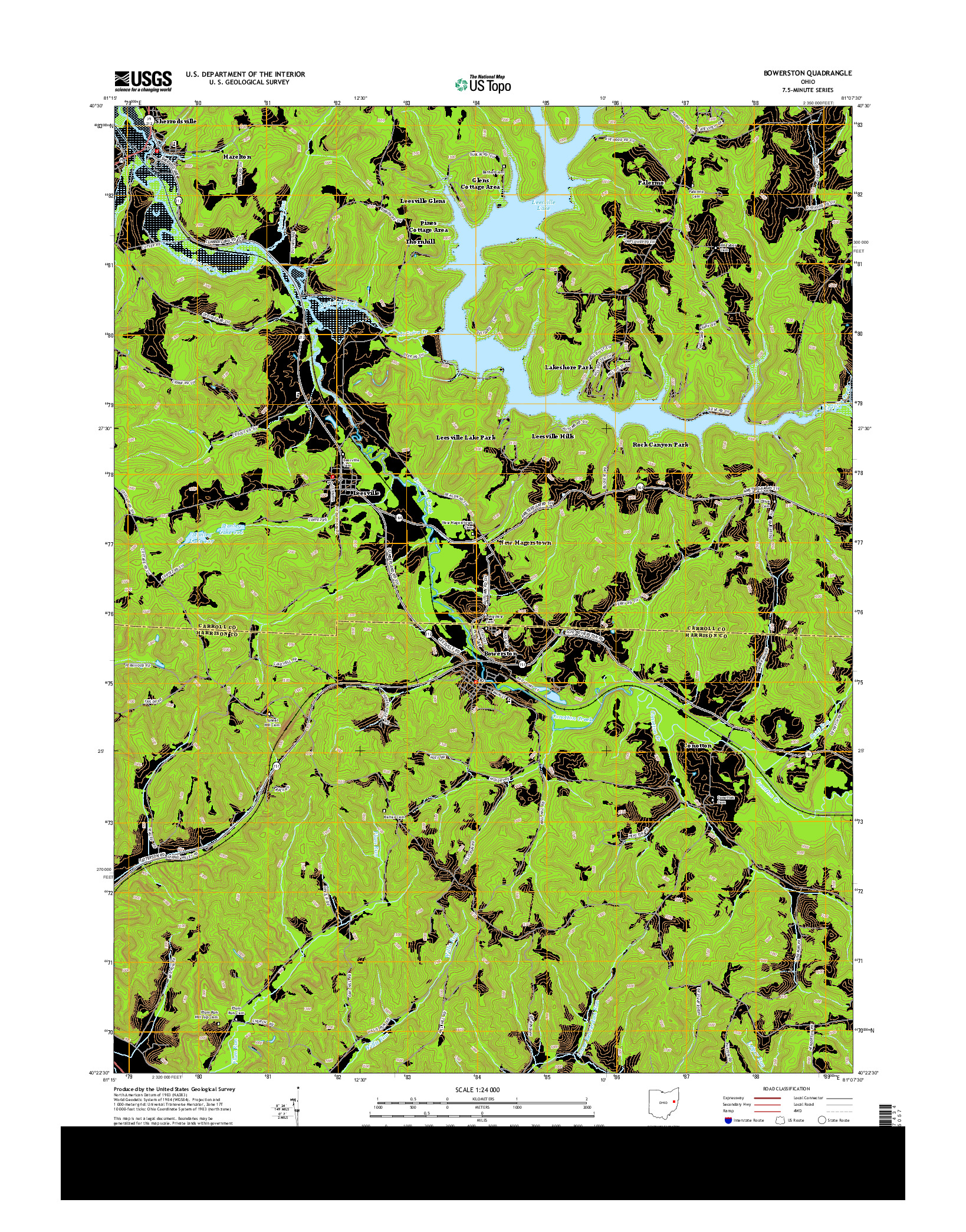 USGS US TOPO 7.5-MINUTE MAP FOR BOWERSTON, OH 2013