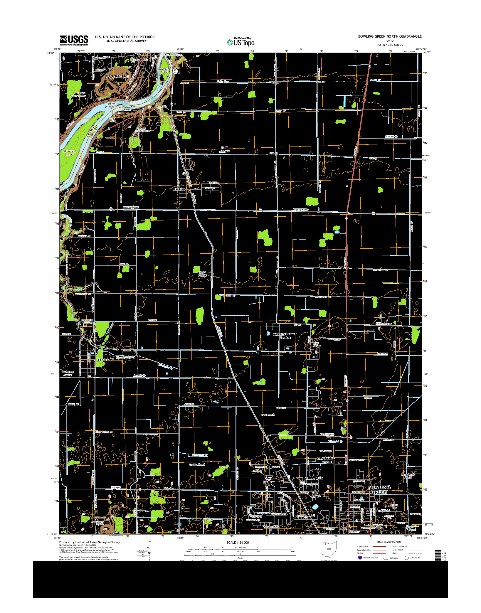 USGS US TOPO 7.5-MINUTE MAP FOR BOWLING GREEN NORTH, OH 2013