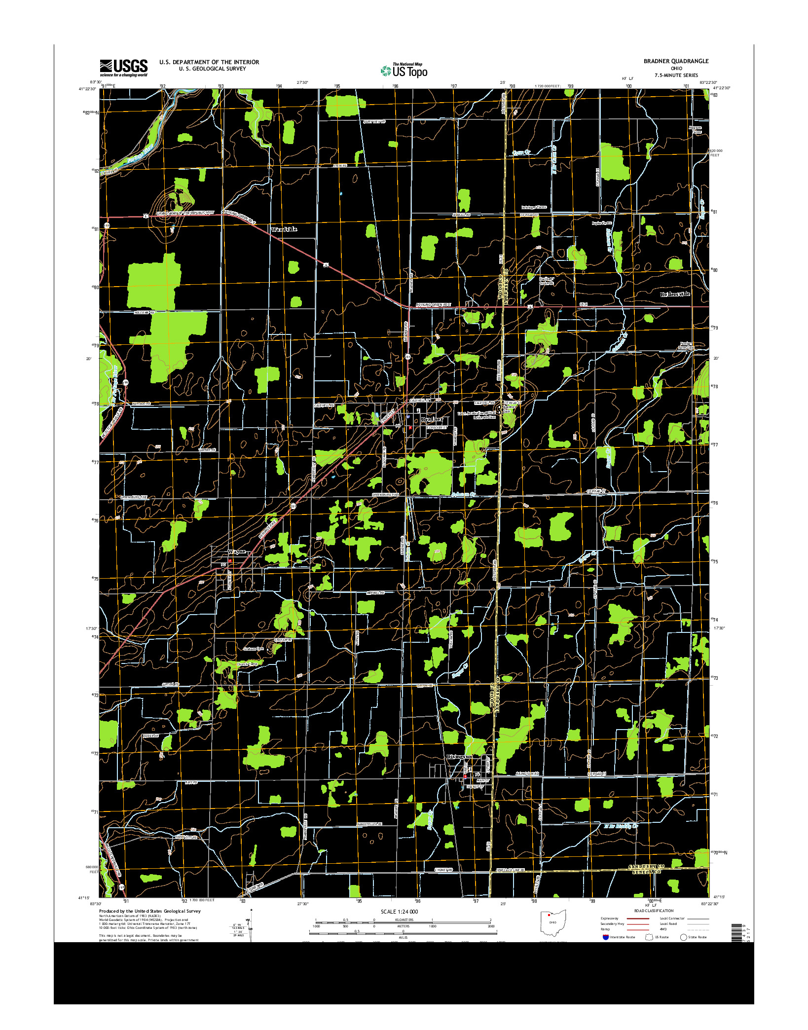 USGS US TOPO 7.5-MINUTE MAP FOR BRADNER, OH 2013