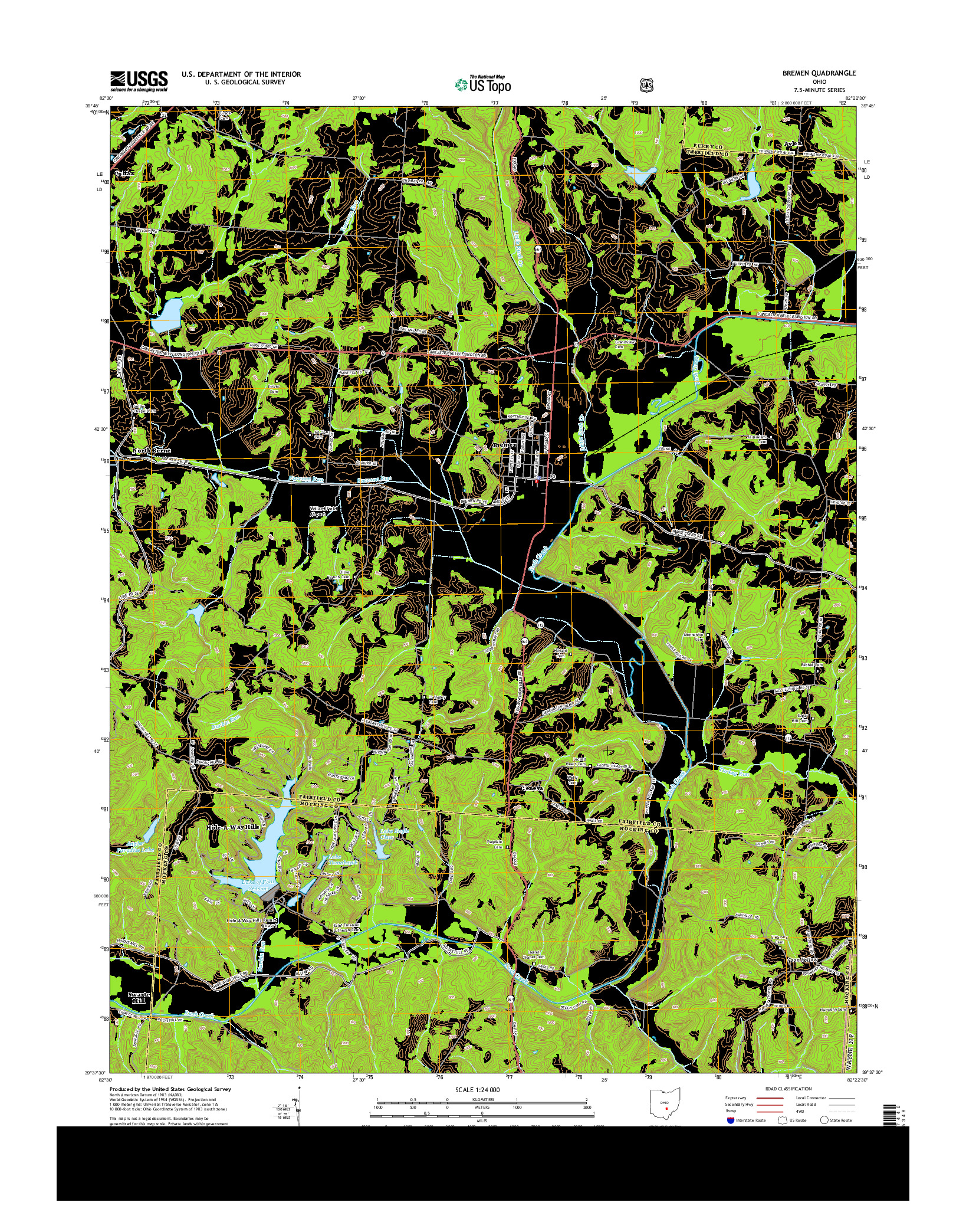 USGS US TOPO 7.5-MINUTE MAP FOR BREMEN, OH 2013