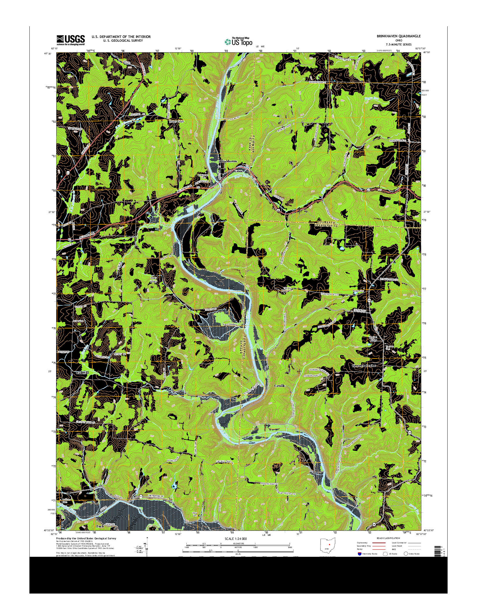 USGS US TOPO 7.5-MINUTE MAP FOR BRINKHAVEN, OH 2013