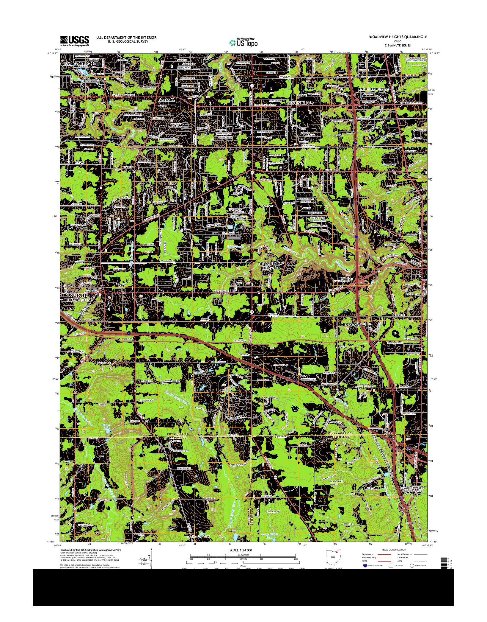 USGS US TOPO 7.5-MINUTE MAP FOR BROADVIEW HEIGHTS, OH 2013