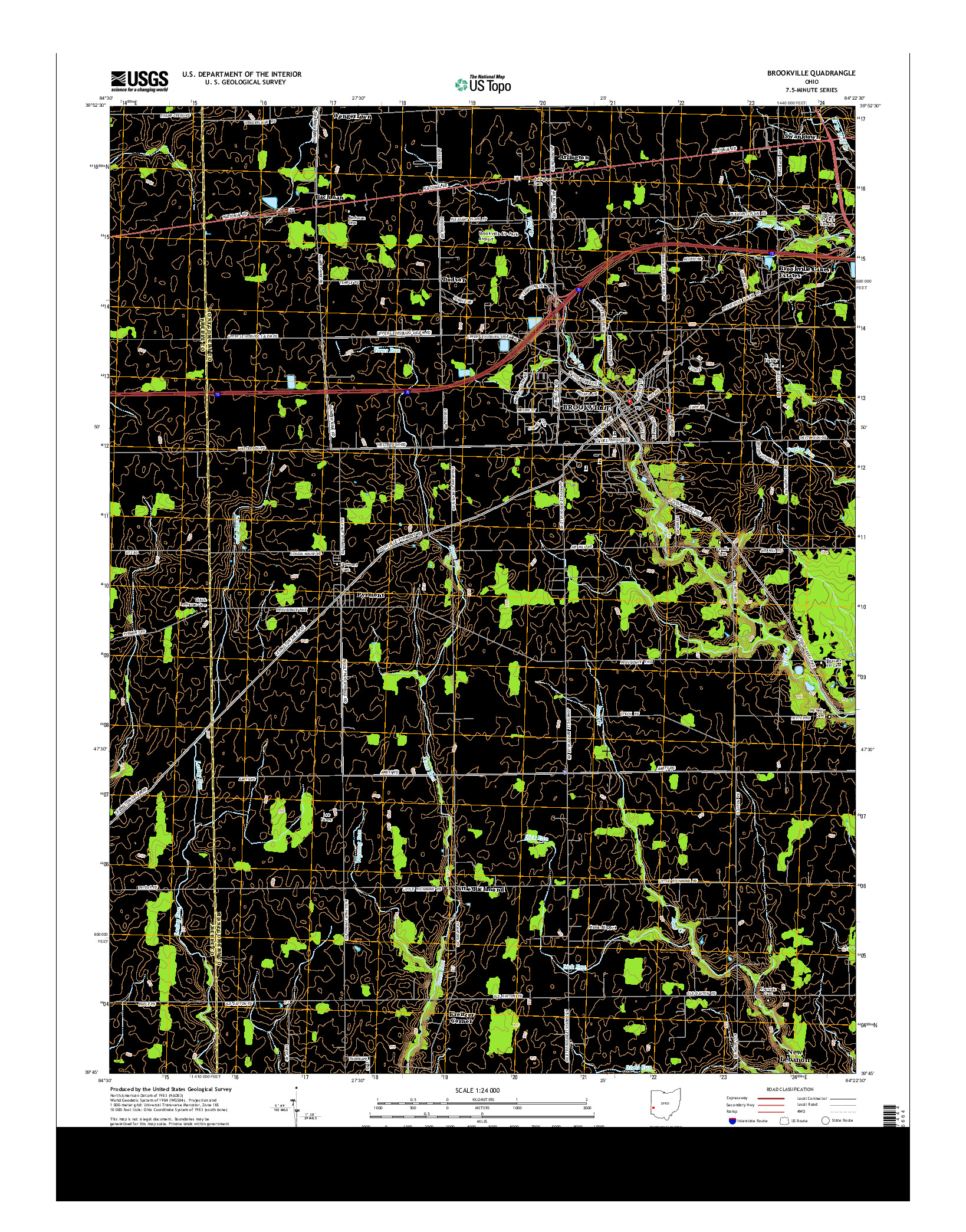 USGS US TOPO 7.5-MINUTE MAP FOR BROOKVILLE, OH 2013