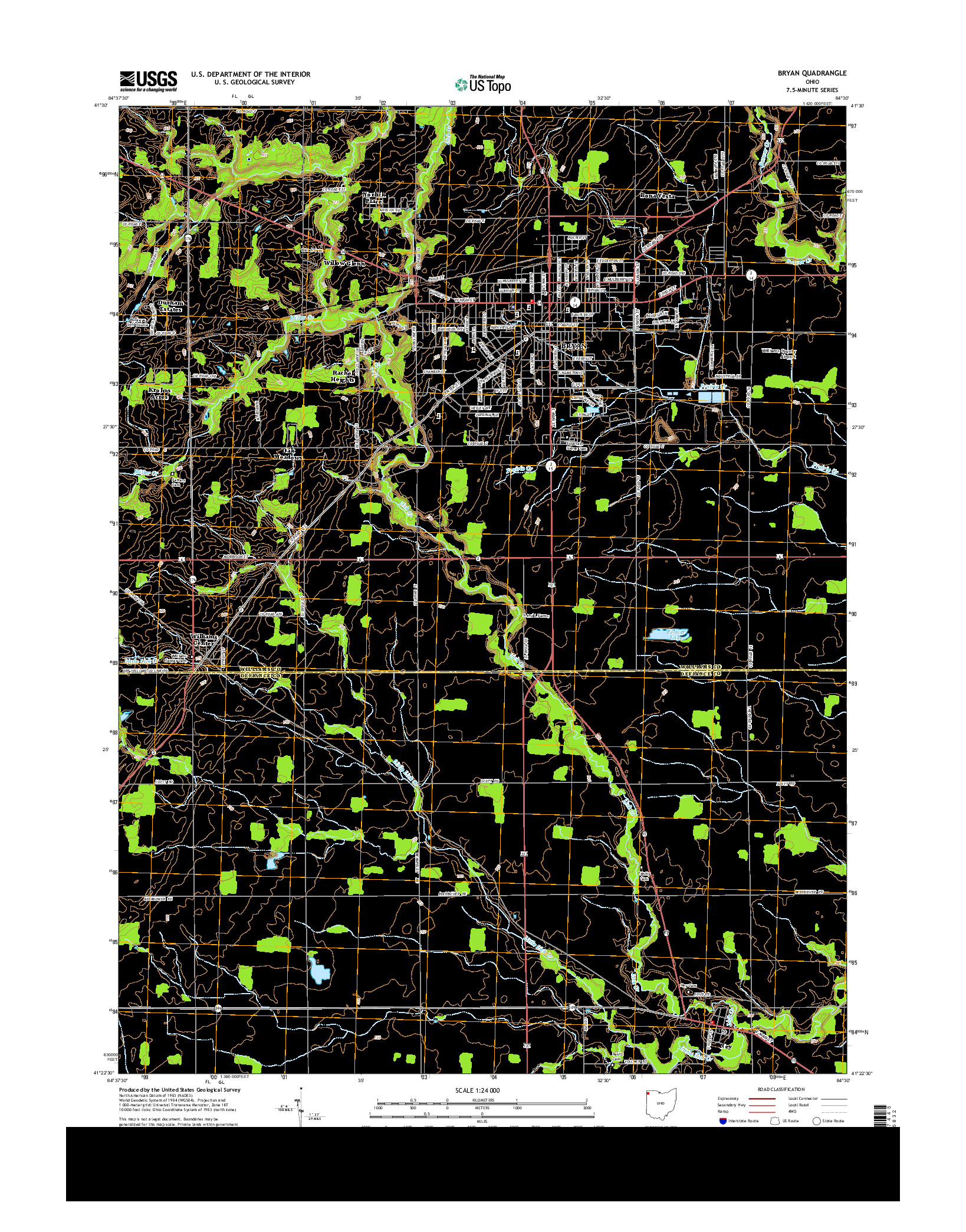 USGS US TOPO 7.5-MINUTE MAP FOR BRYAN, OH 2013