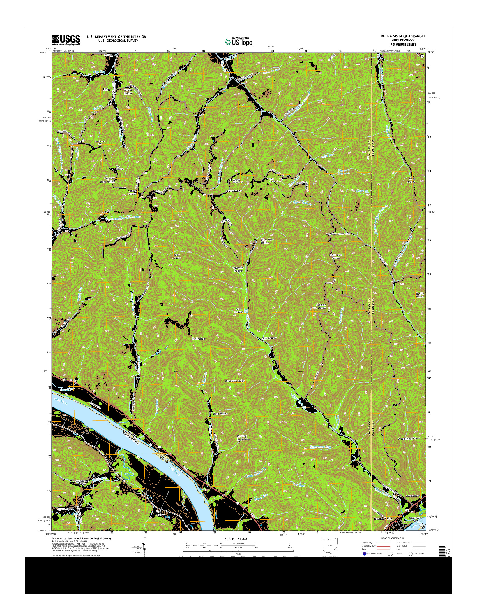 USGS US TOPO 7.5-MINUTE MAP FOR BUENA VISTA, OH-KY 2013