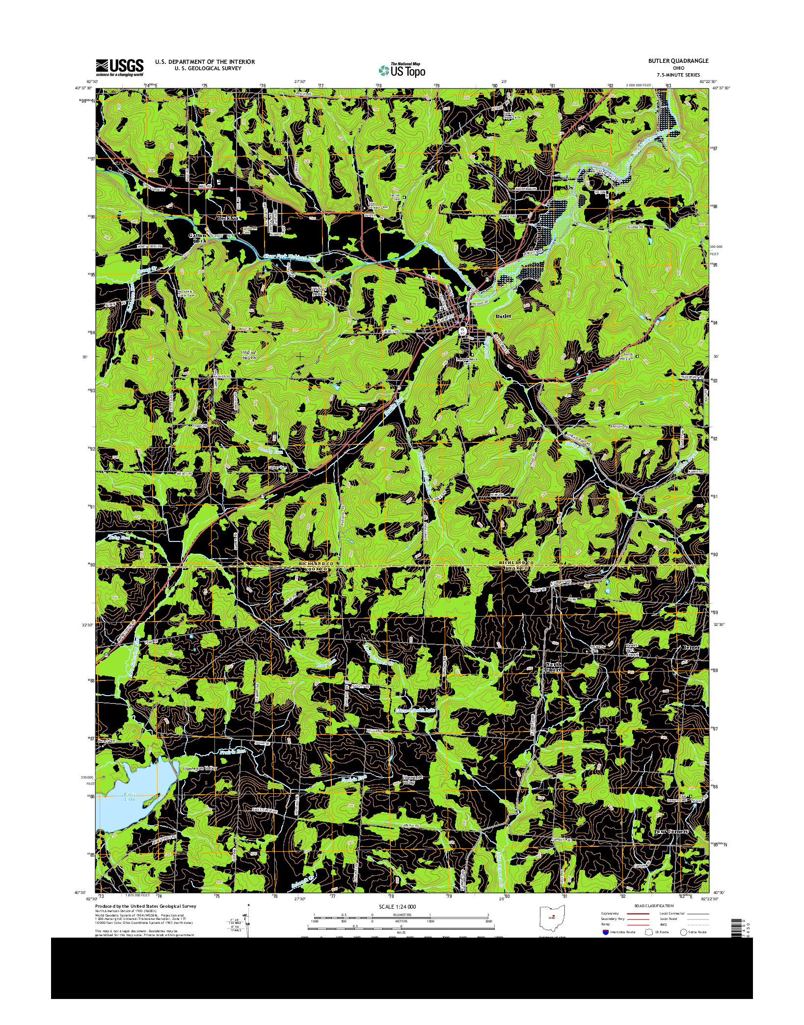 USGS US TOPO 7.5-MINUTE MAP FOR BUTLER, OH 2013