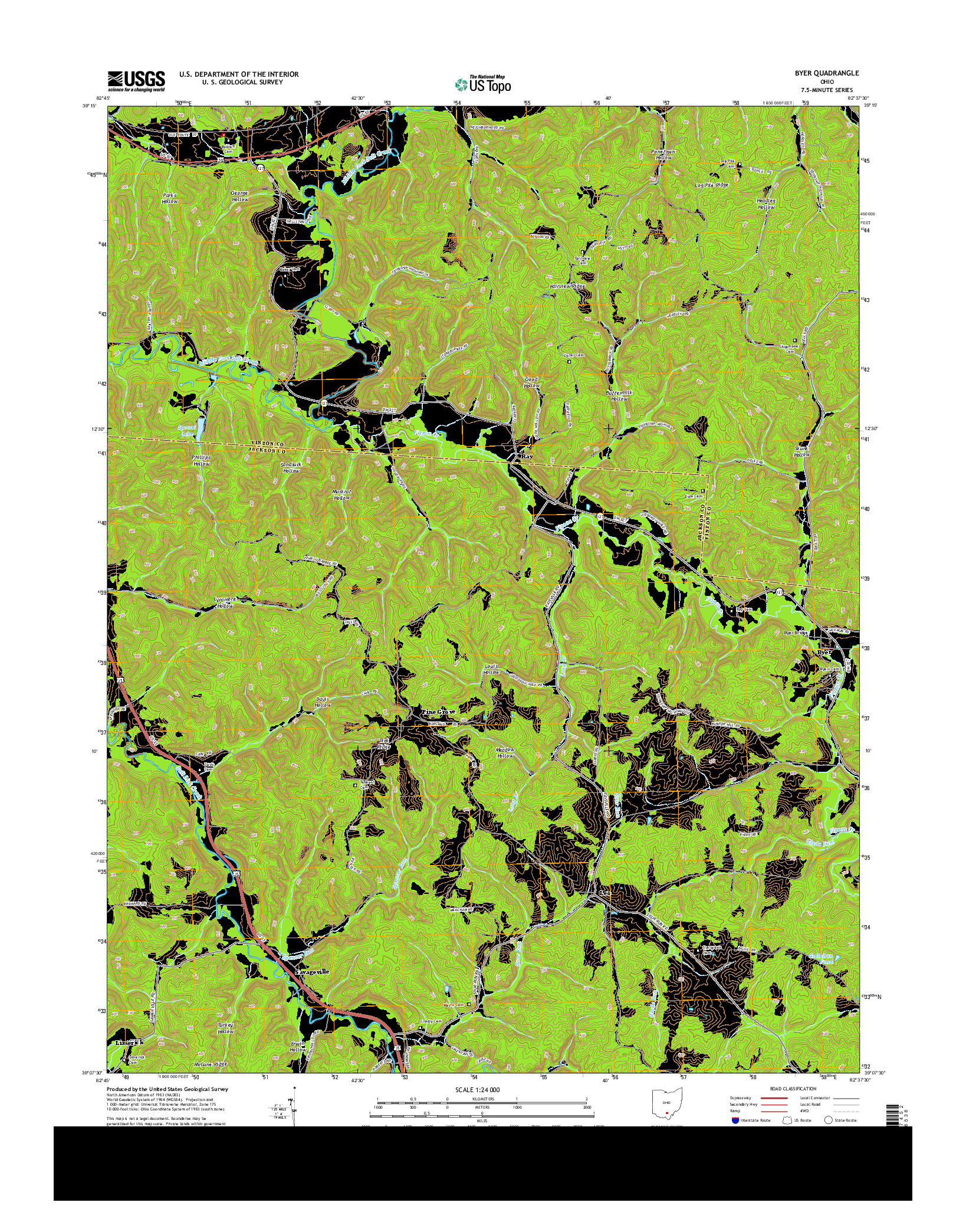 USGS US TOPO 7.5-MINUTE MAP FOR BYER, OH 2013