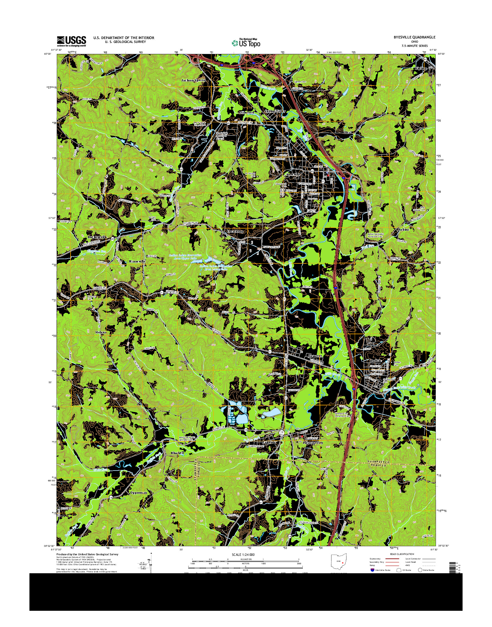 USGS US TOPO 7.5-MINUTE MAP FOR BYESVILLE, OH 2013