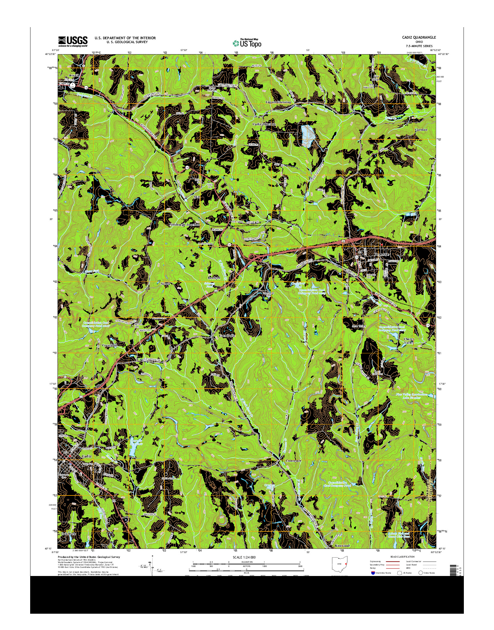 USGS US TOPO 7.5-MINUTE MAP FOR CADIZ, OH 2013