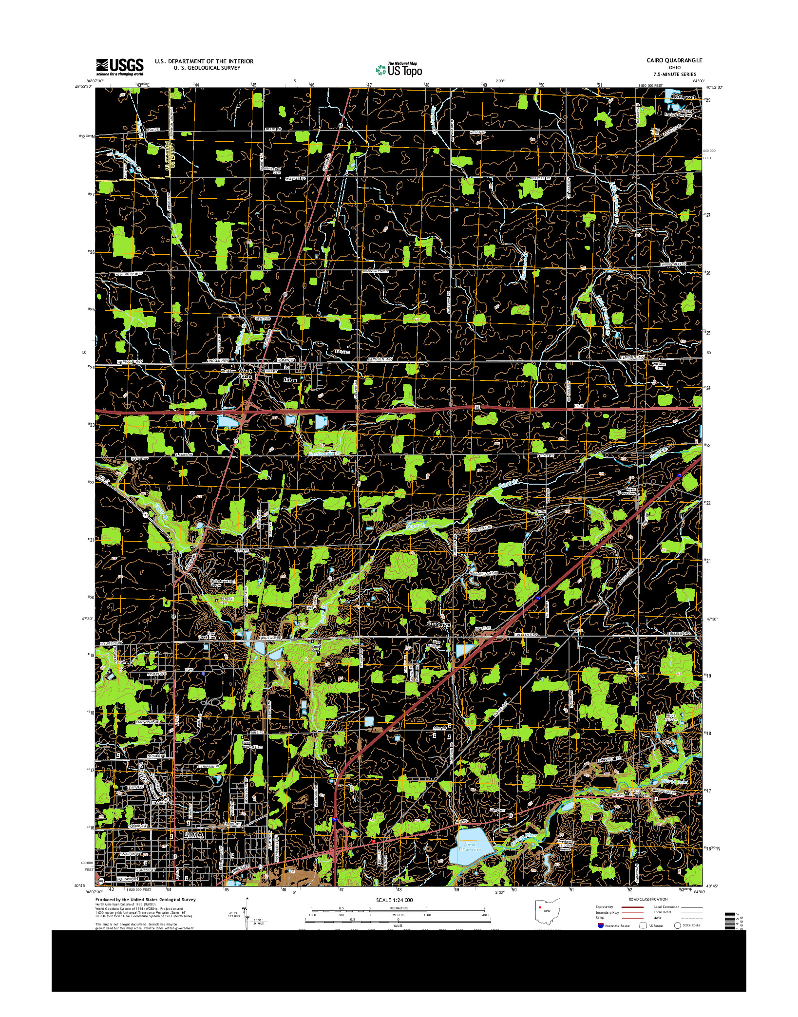 USGS US TOPO 7.5-MINUTE MAP FOR CAIRO, OH 2013