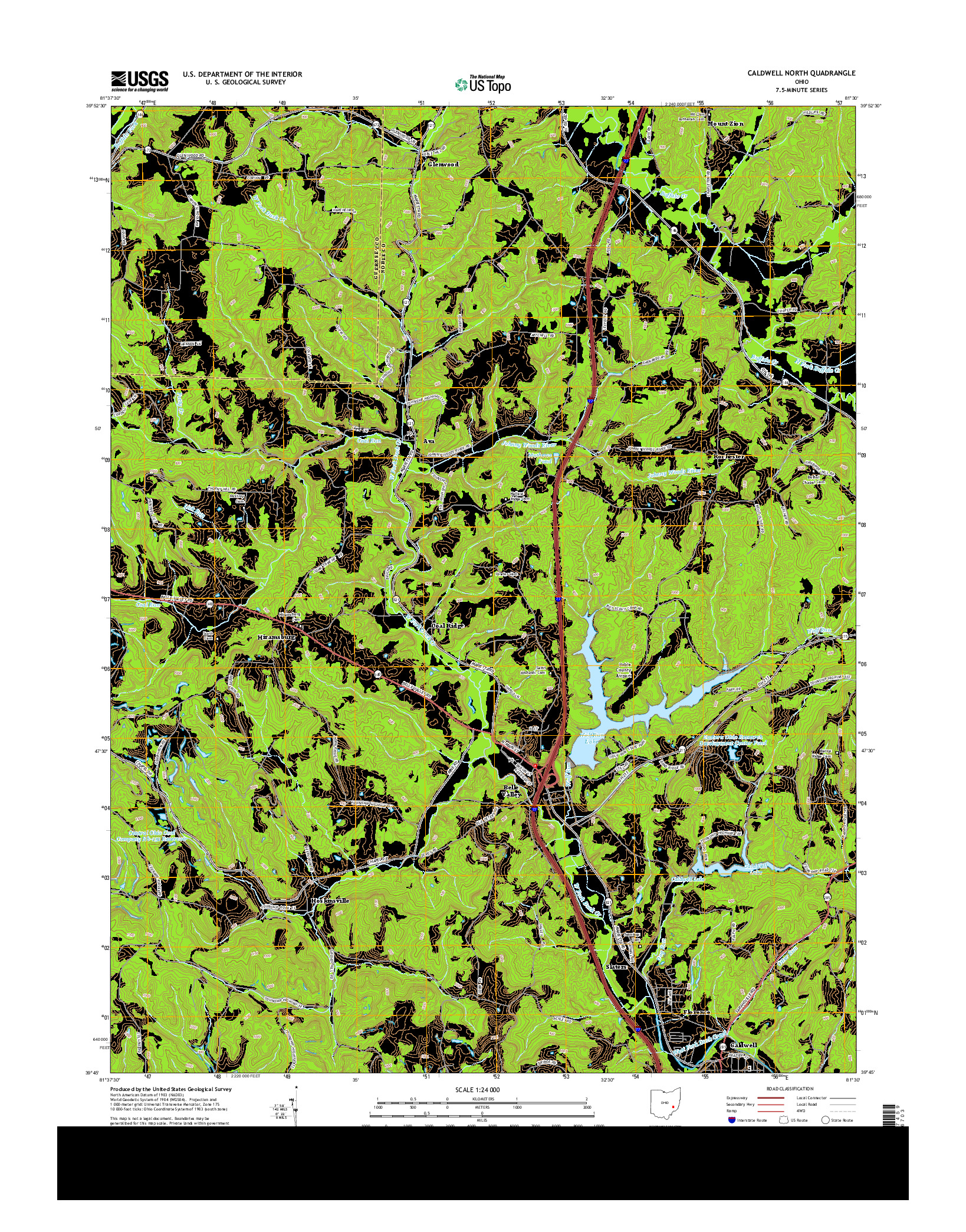 USGS US TOPO 7.5-MINUTE MAP FOR CALDWELL NORTH, OH 2013