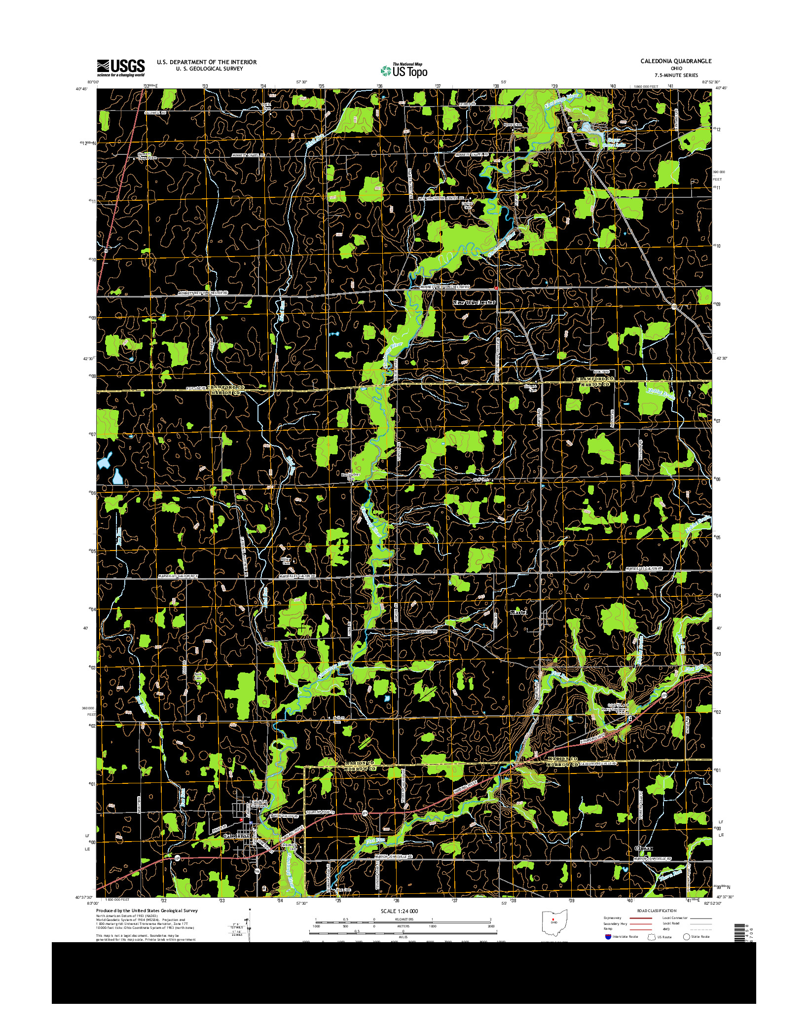 USGS US TOPO 7.5-MINUTE MAP FOR CALEDONIA, OH 2013