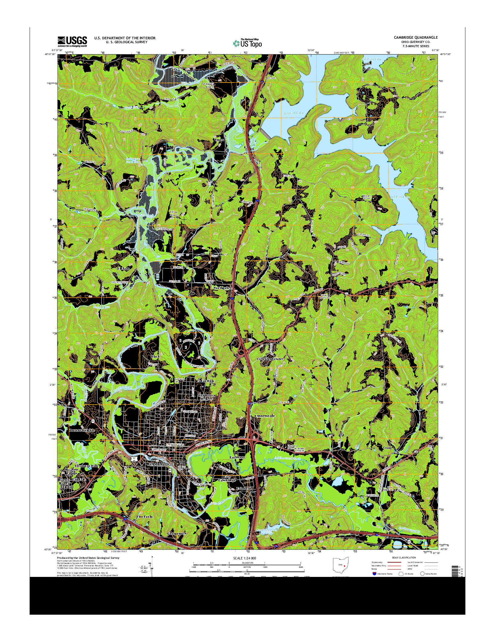 USGS US TOPO 7.5-MINUTE MAP FOR CAMBRIDGE, OH 2013