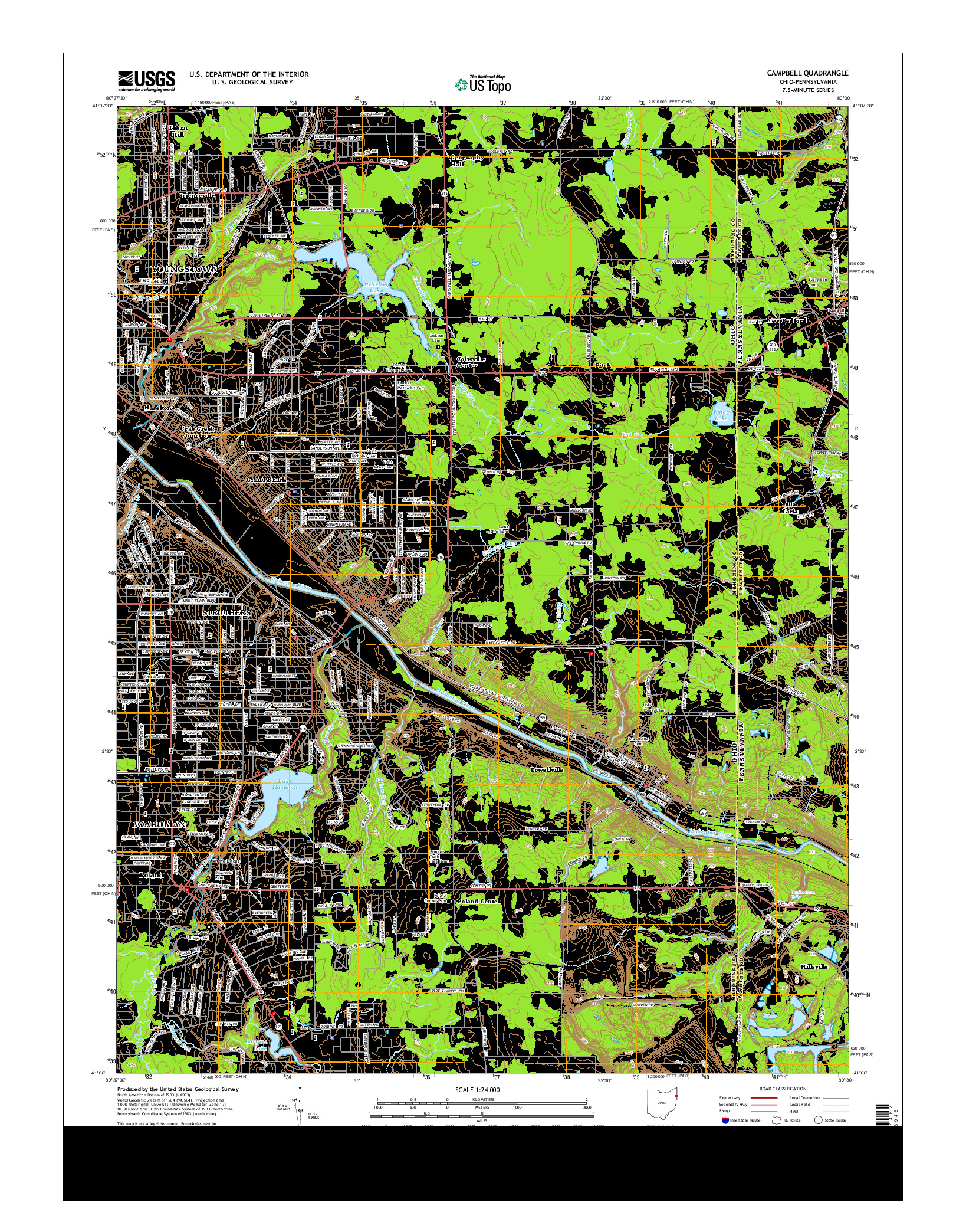 USGS US TOPO 7.5-MINUTE MAP FOR CAMPBELL, OH-PA 2013