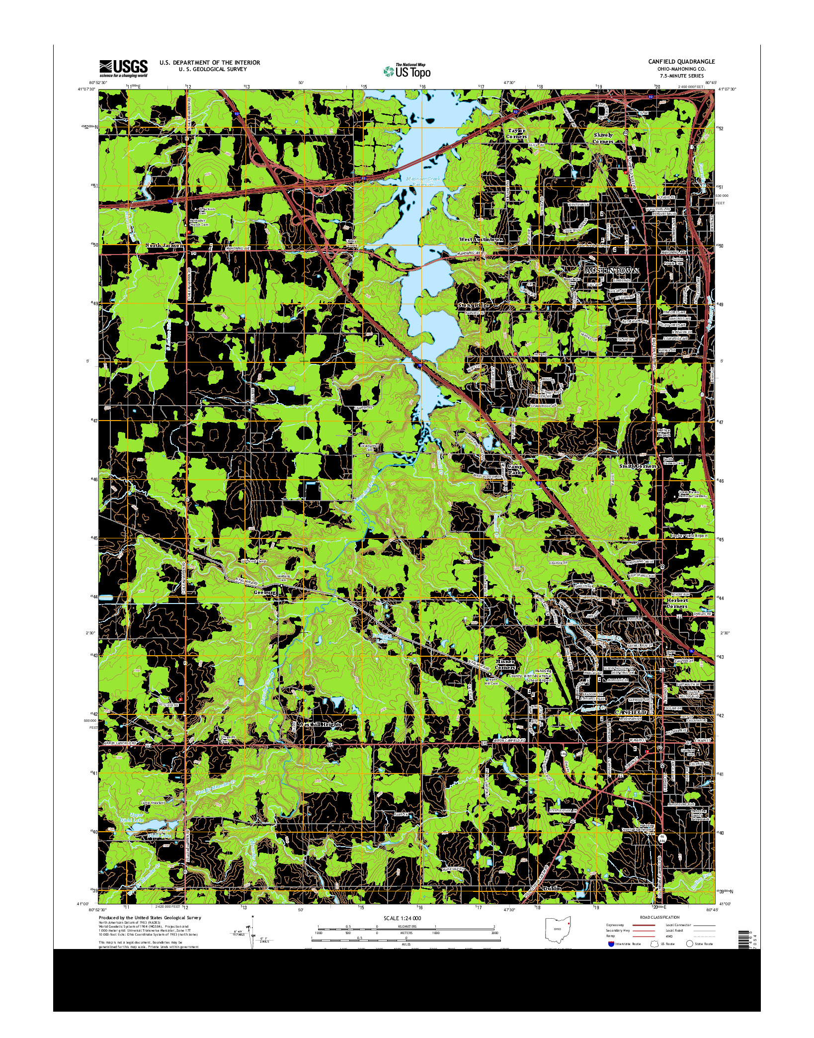 USGS US TOPO 7.5-MINUTE MAP FOR CANFIELD, OH 2013