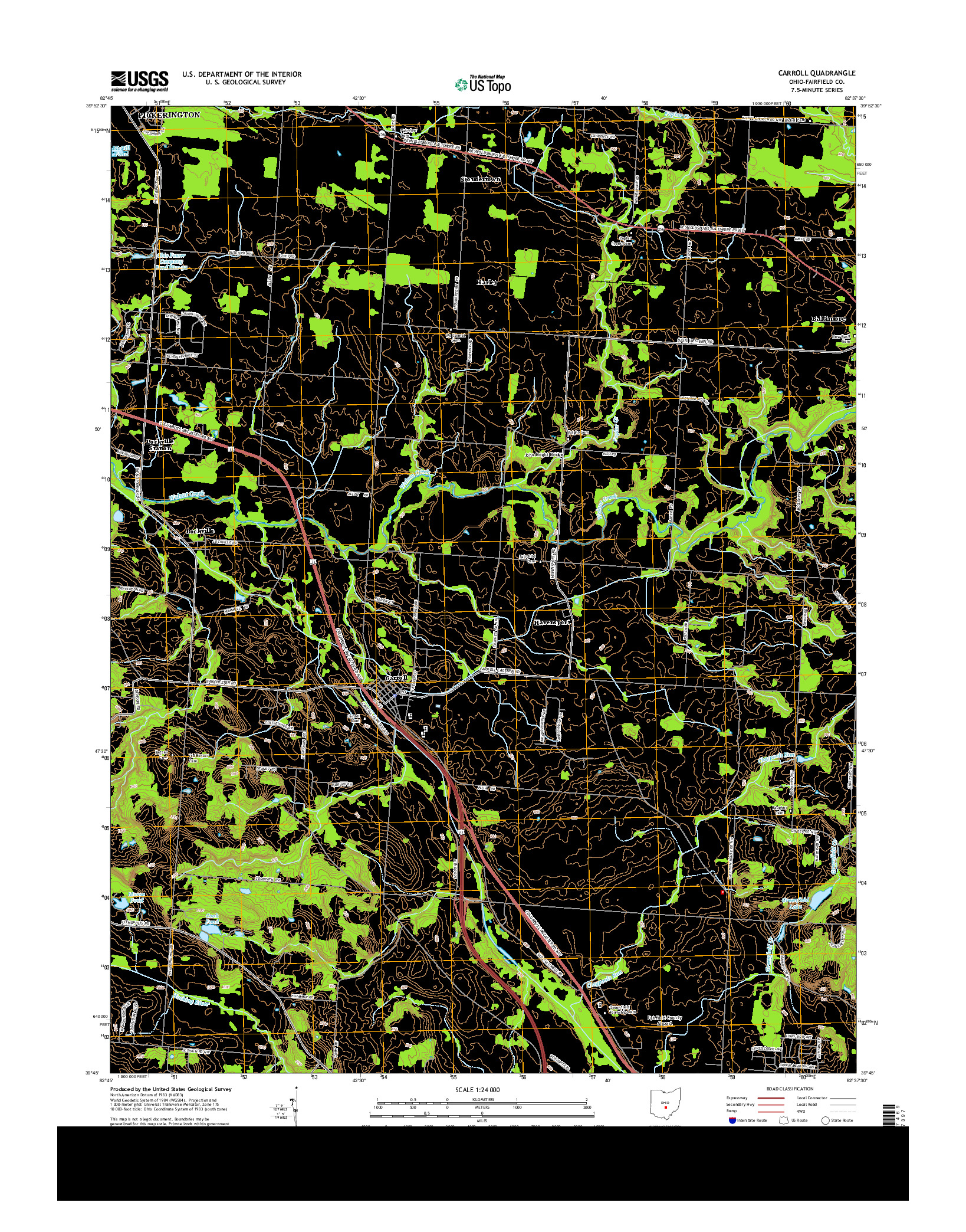 USGS US TOPO 7.5-MINUTE MAP FOR CARROLL, OH 2013
