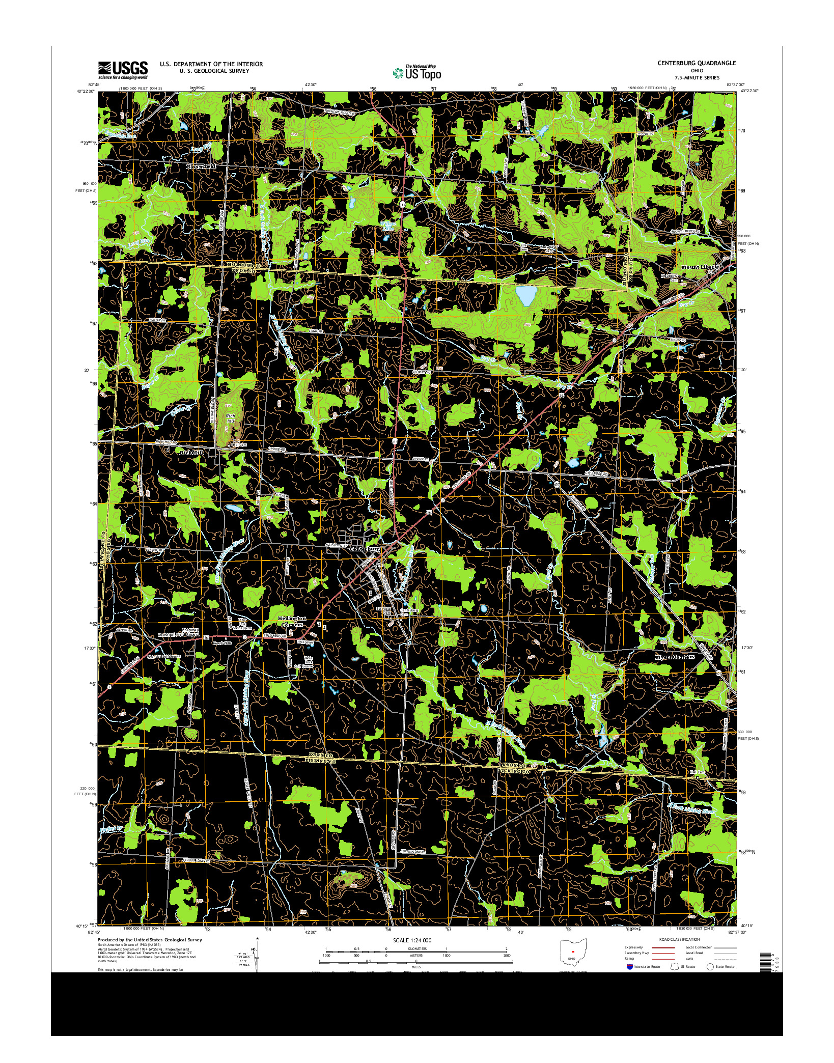 USGS US TOPO 7.5-MINUTE MAP FOR CENTERBURG, OH 2013