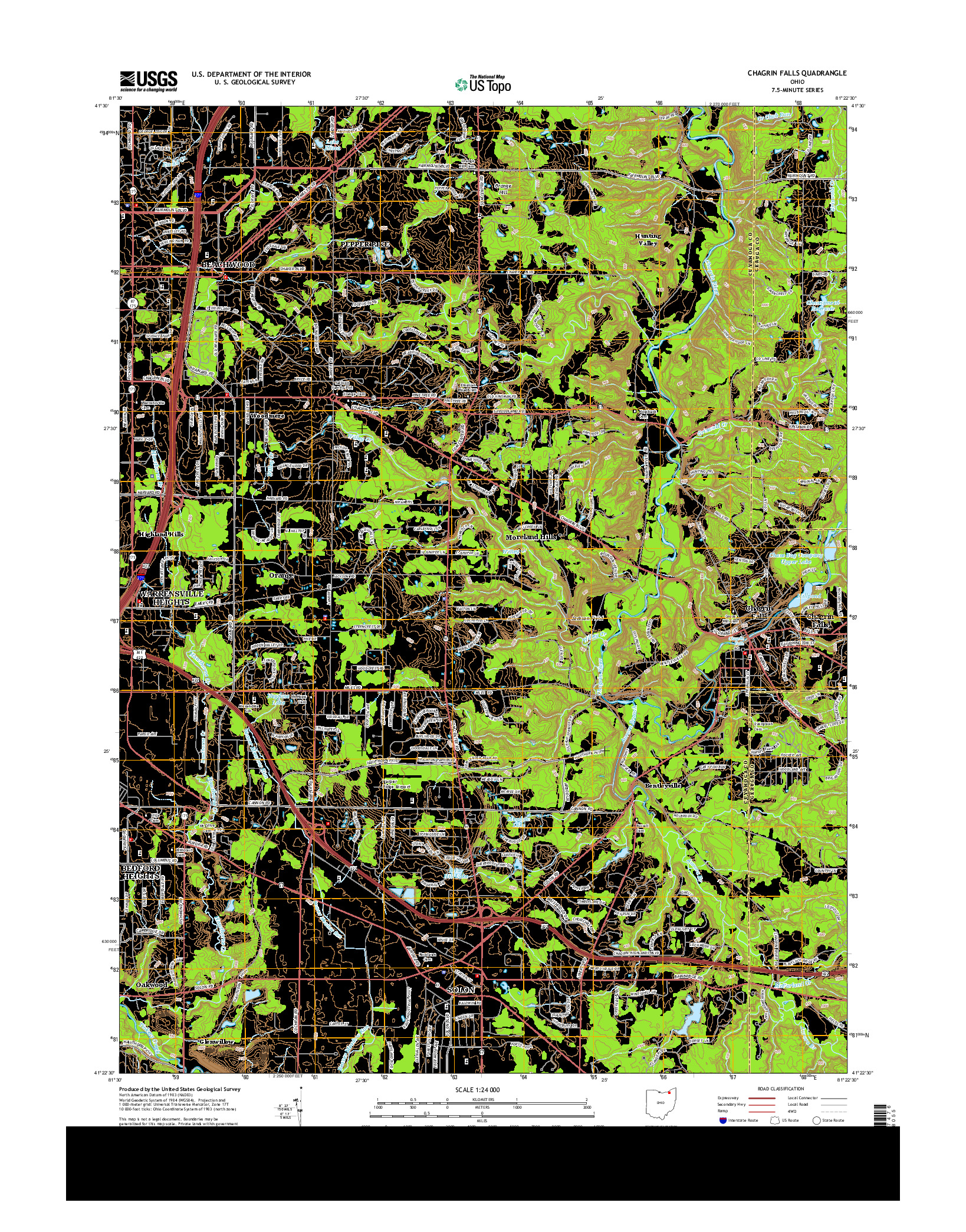 USGS US TOPO 7.5-MINUTE MAP FOR CHAGRIN FALLS, OH 2013