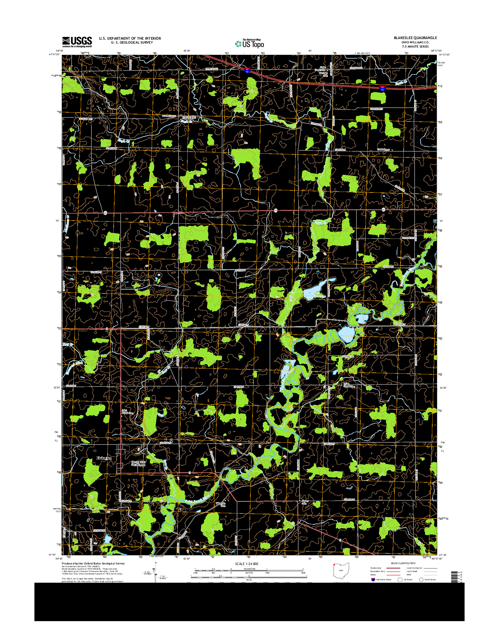 USGS US TOPO 7.5-MINUTE MAP FOR BLAKESLEE, OH 2013