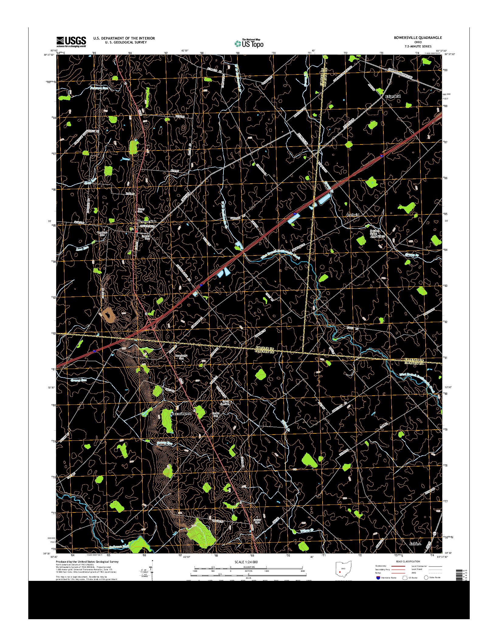 USGS US TOPO 7.5-MINUTE MAP FOR BOWERSVILLE, OH 2013