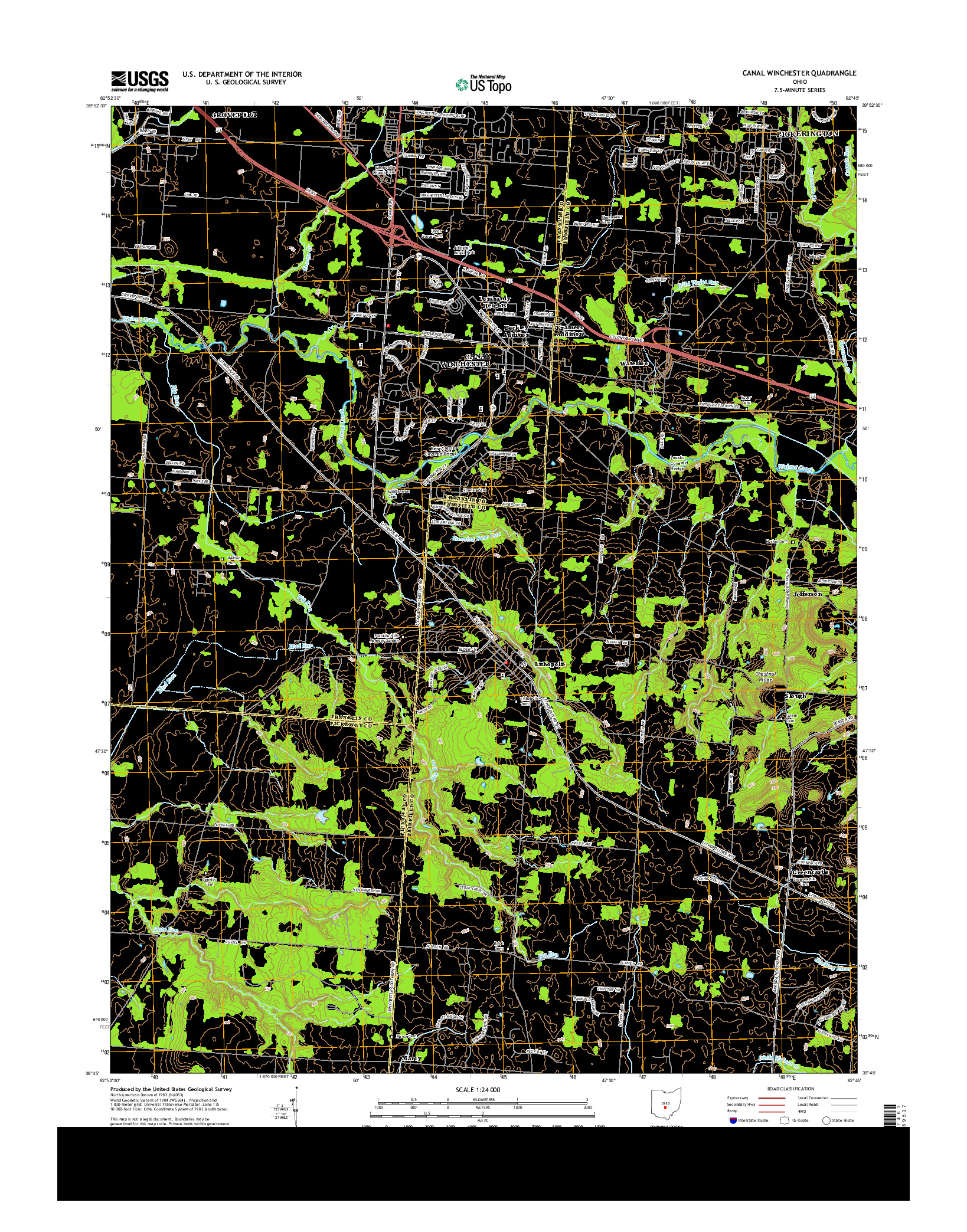 USGS US TOPO 7.5-MINUTE MAP FOR CANAL WINCHESTER, OH 2013