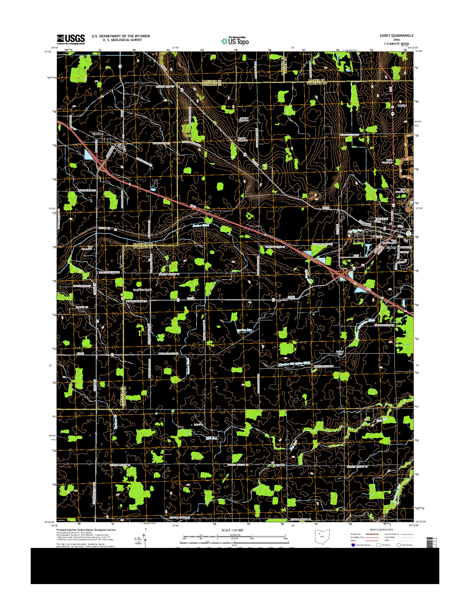 USGS US TOPO 7.5-MINUTE MAP FOR CAREY, OH 2013