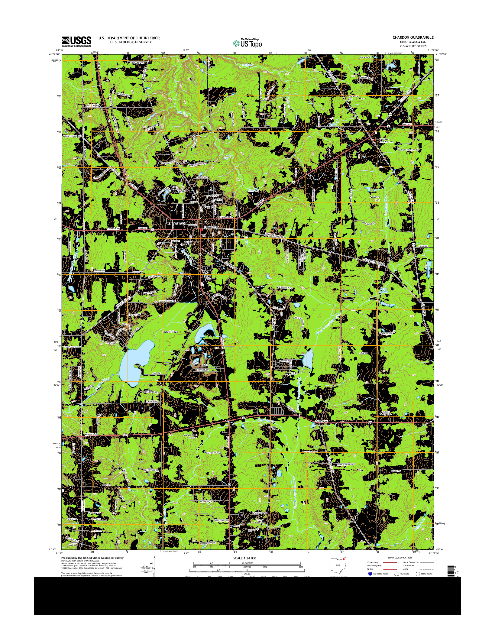 USGS US TOPO 7.5-MINUTE MAP FOR CHARDON, OH 2013