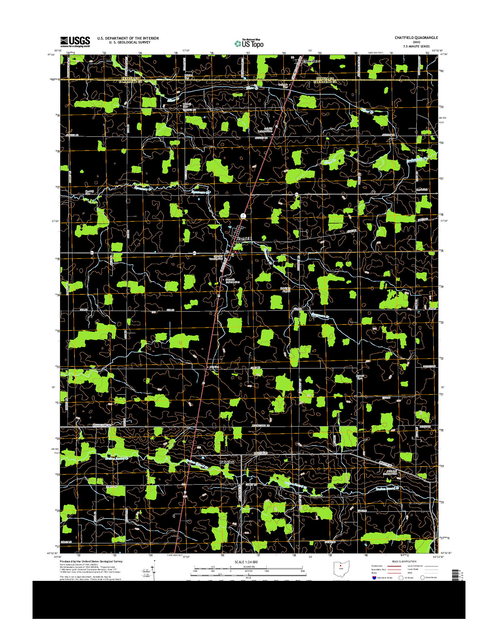 USGS US TOPO 7.5-MINUTE MAP FOR CHATFIELD, OH 2013