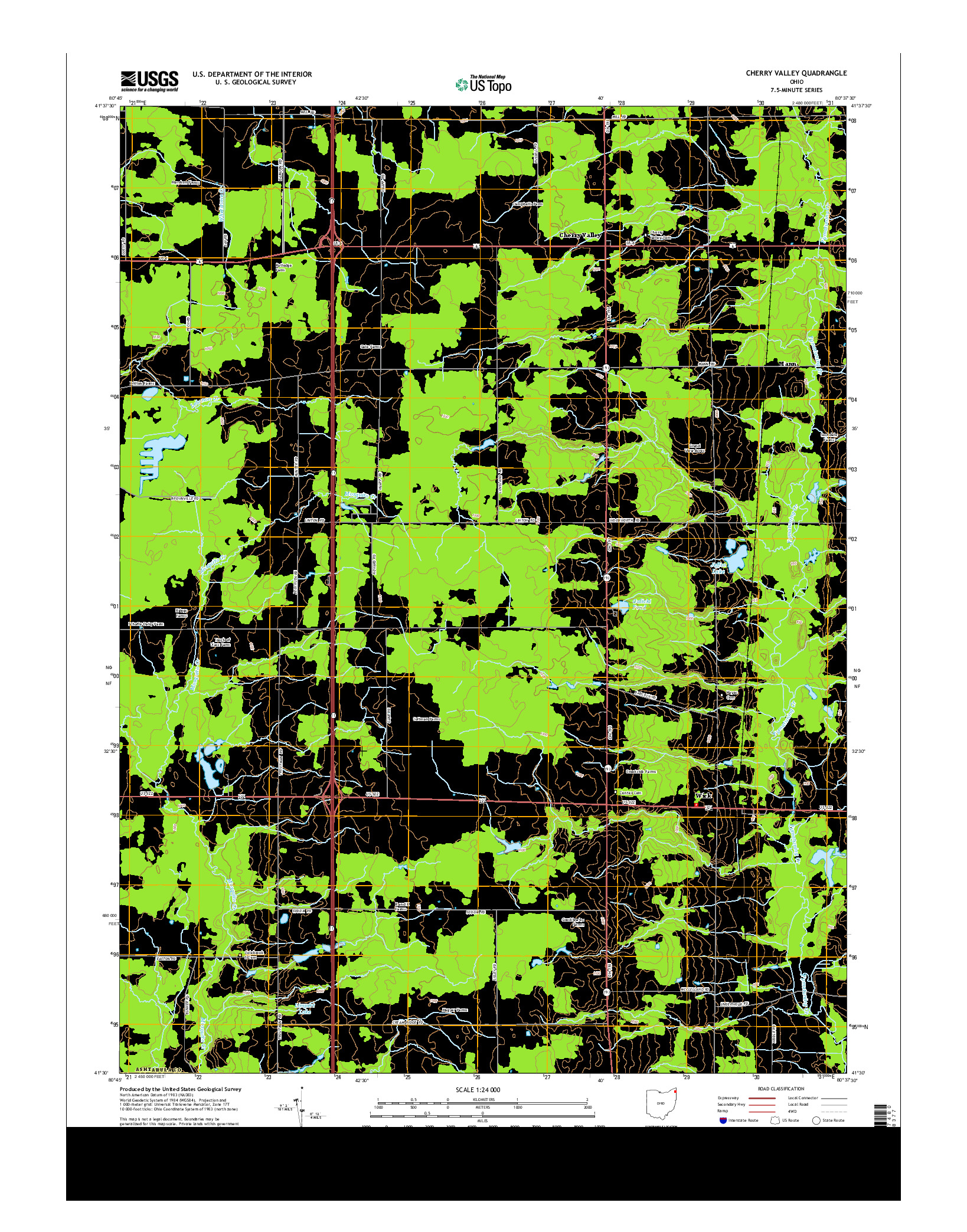 USGS US TOPO 7.5-MINUTE MAP FOR CHERRY VALLEY, OH 2013