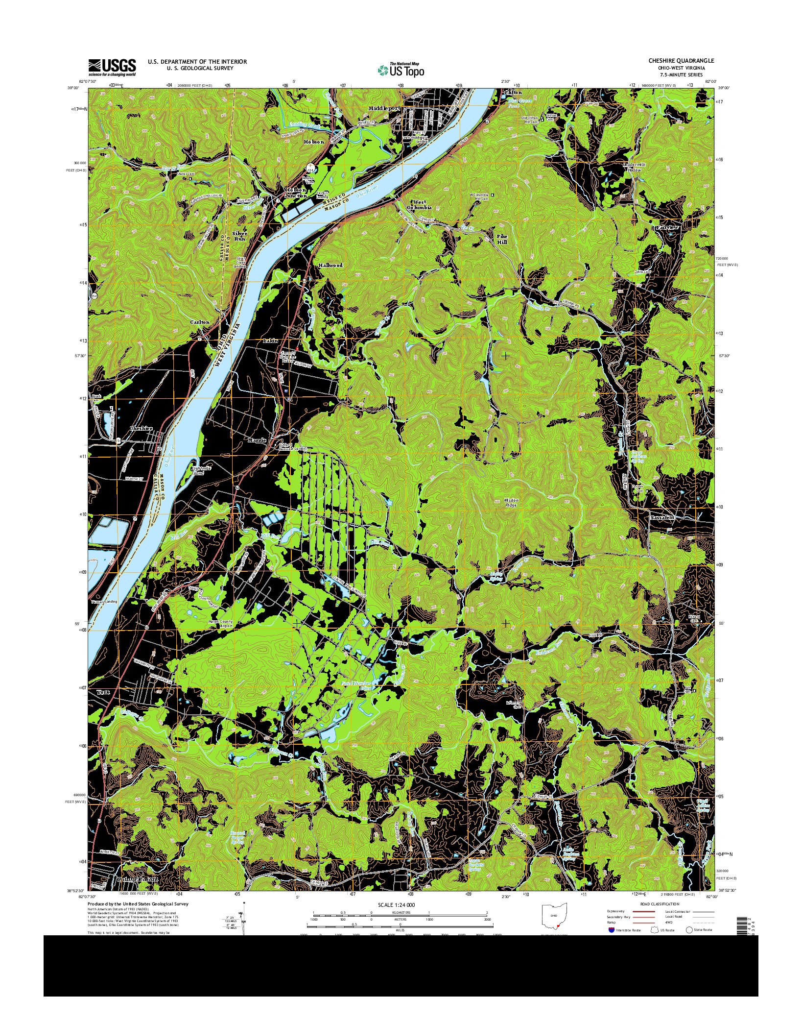 USGS US TOPO 7.5-MINUTE MAP FOR CHESHIRE, OH-WV 2013