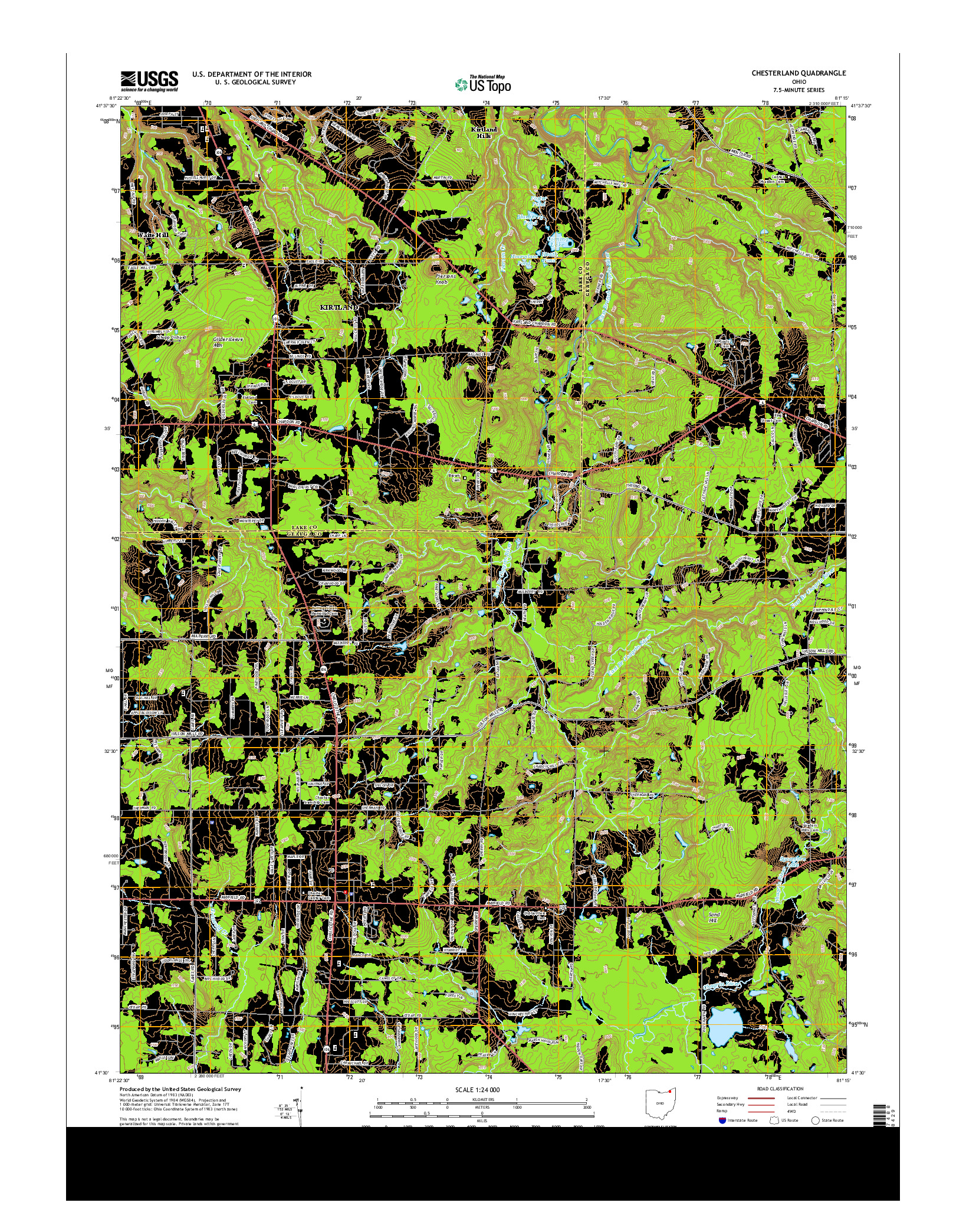 USGS US TOPO 7.5-MINUTE MAP FOR CHESTERLAND, OH 2013