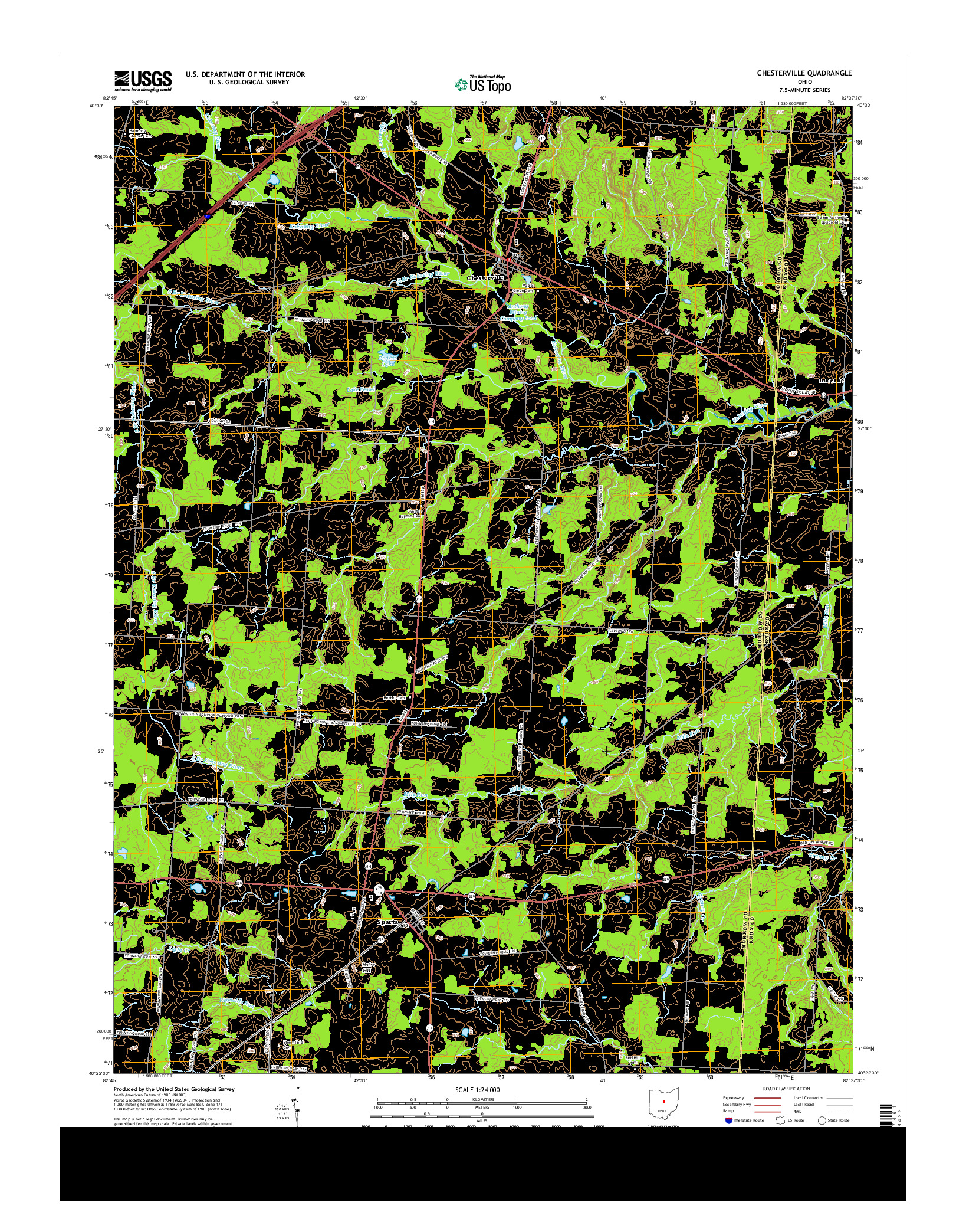 USGS US TOPO 7.5-MINUTE MAP FOR CHESTERVILLE, OH 2013