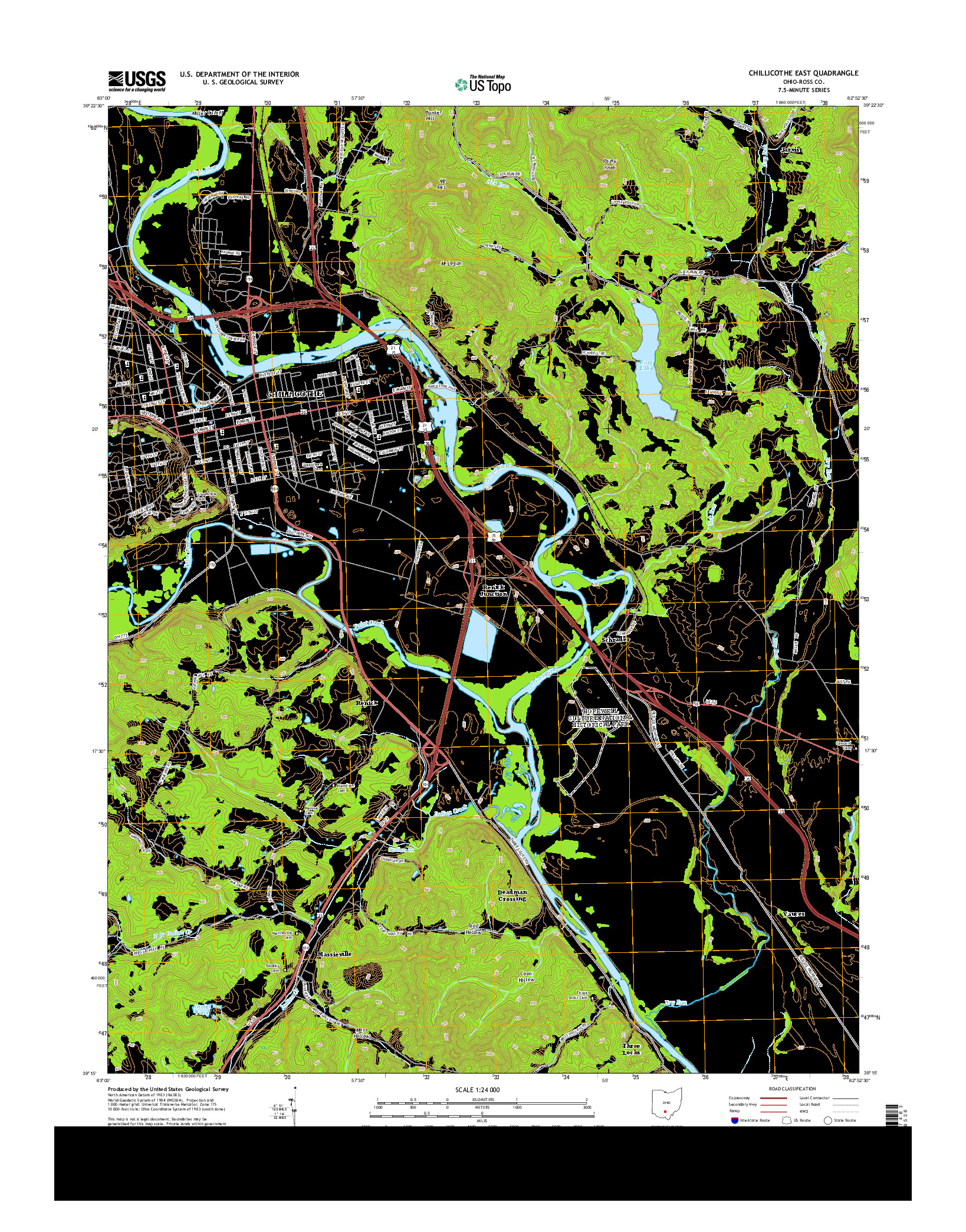 USGS US TOPO 7.5-MINUTE MAP FOR CHILLICOTHE EAST, OH 2013