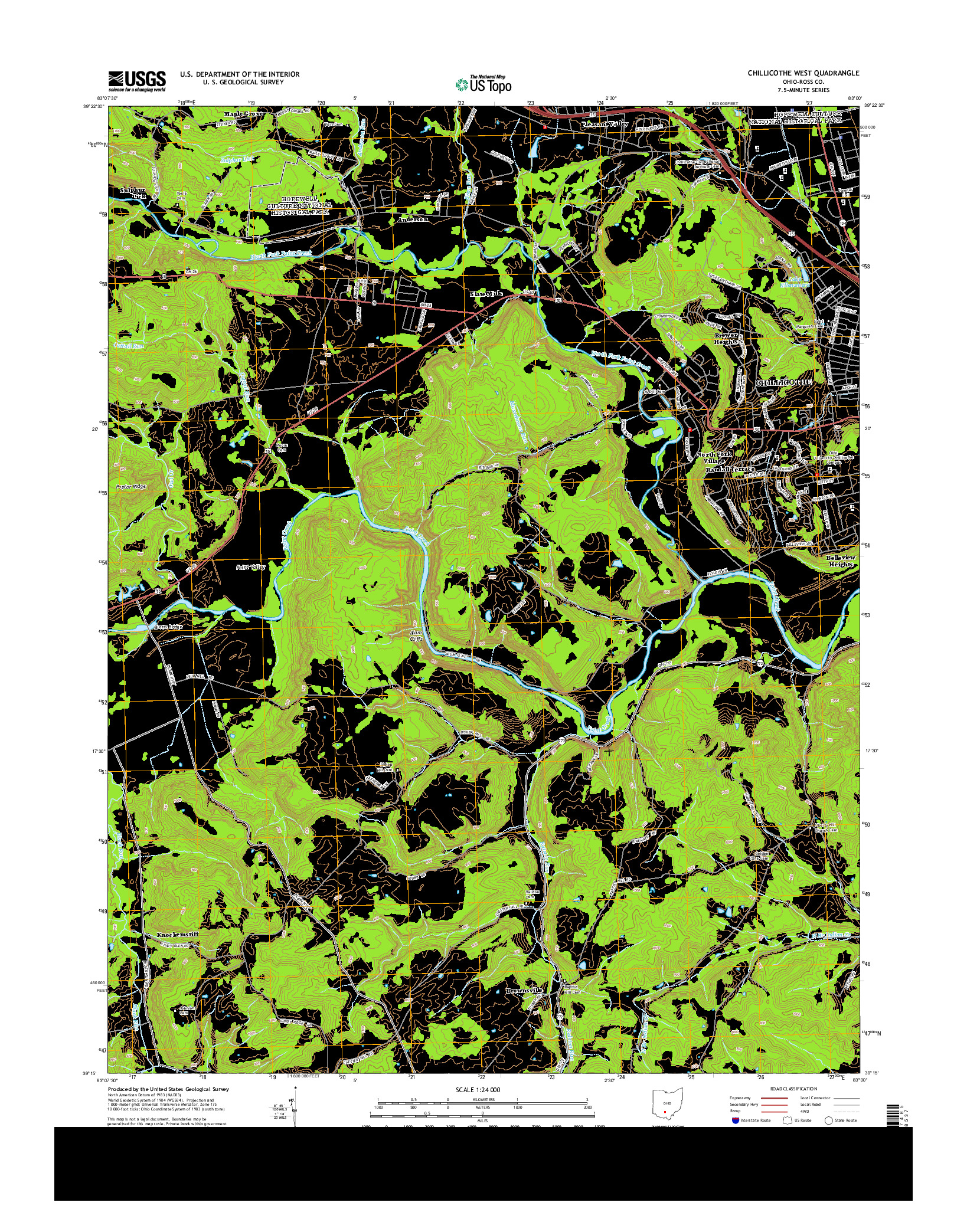 USGS US TOPO 7.5-MINUTE MAP FOR CHILLICOTHE WEST, OH 2013