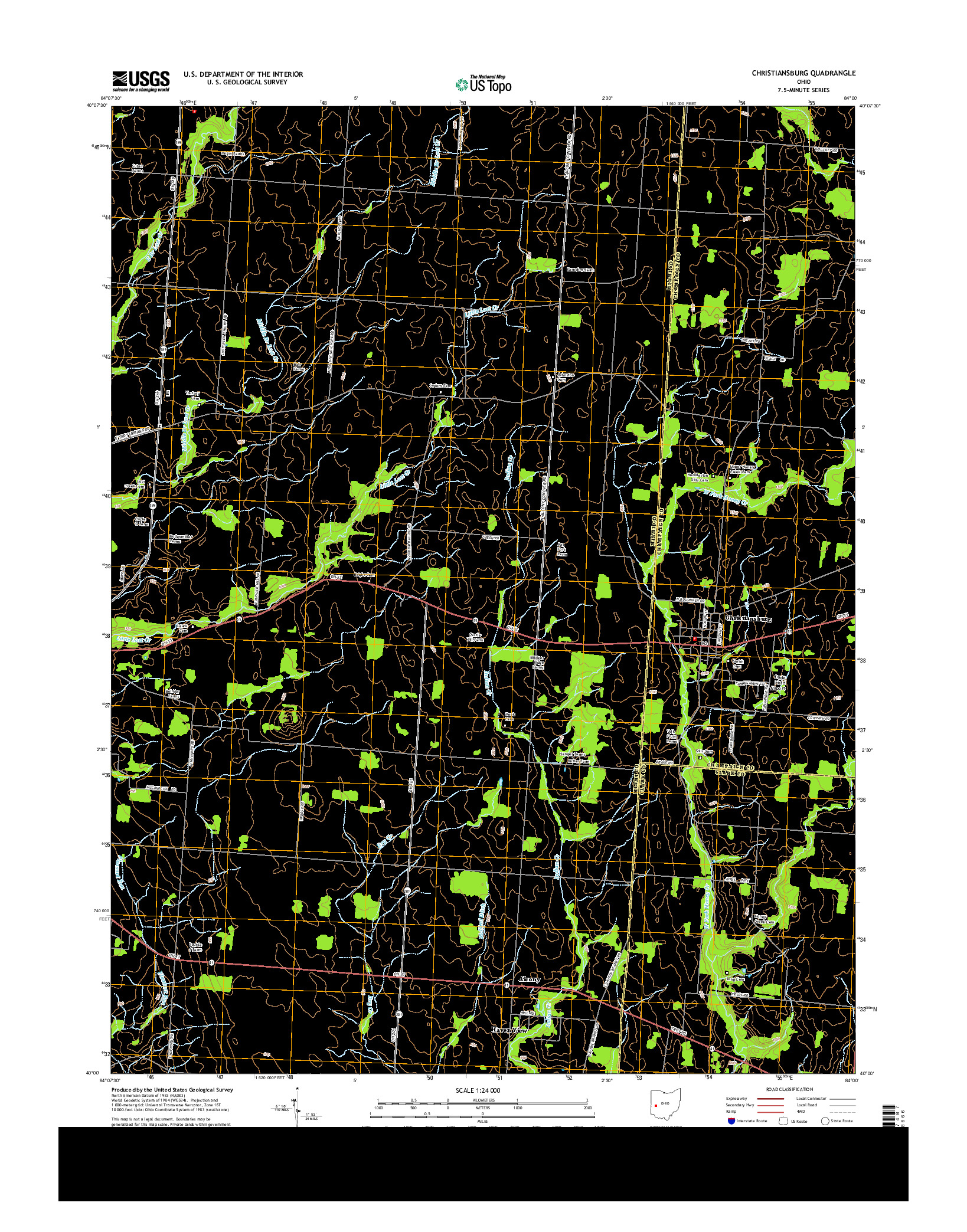 USGS US TOPO 7.5-MINUTE MAP FOR CHRISTIANSBURG, OH 2013