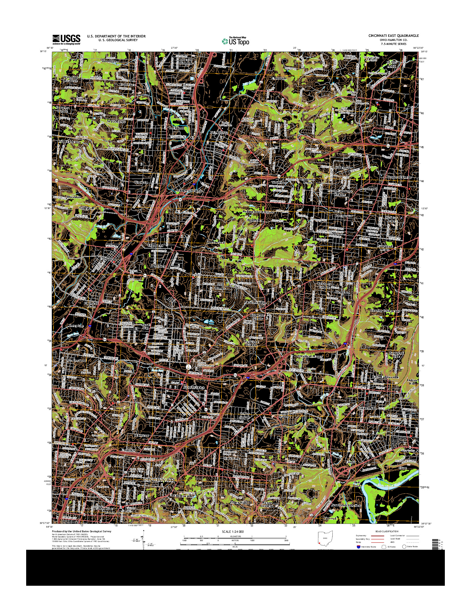 USGS US TOPO 7.5-MINUTE MAP FOR CINCINNATI EAST, OH 2013