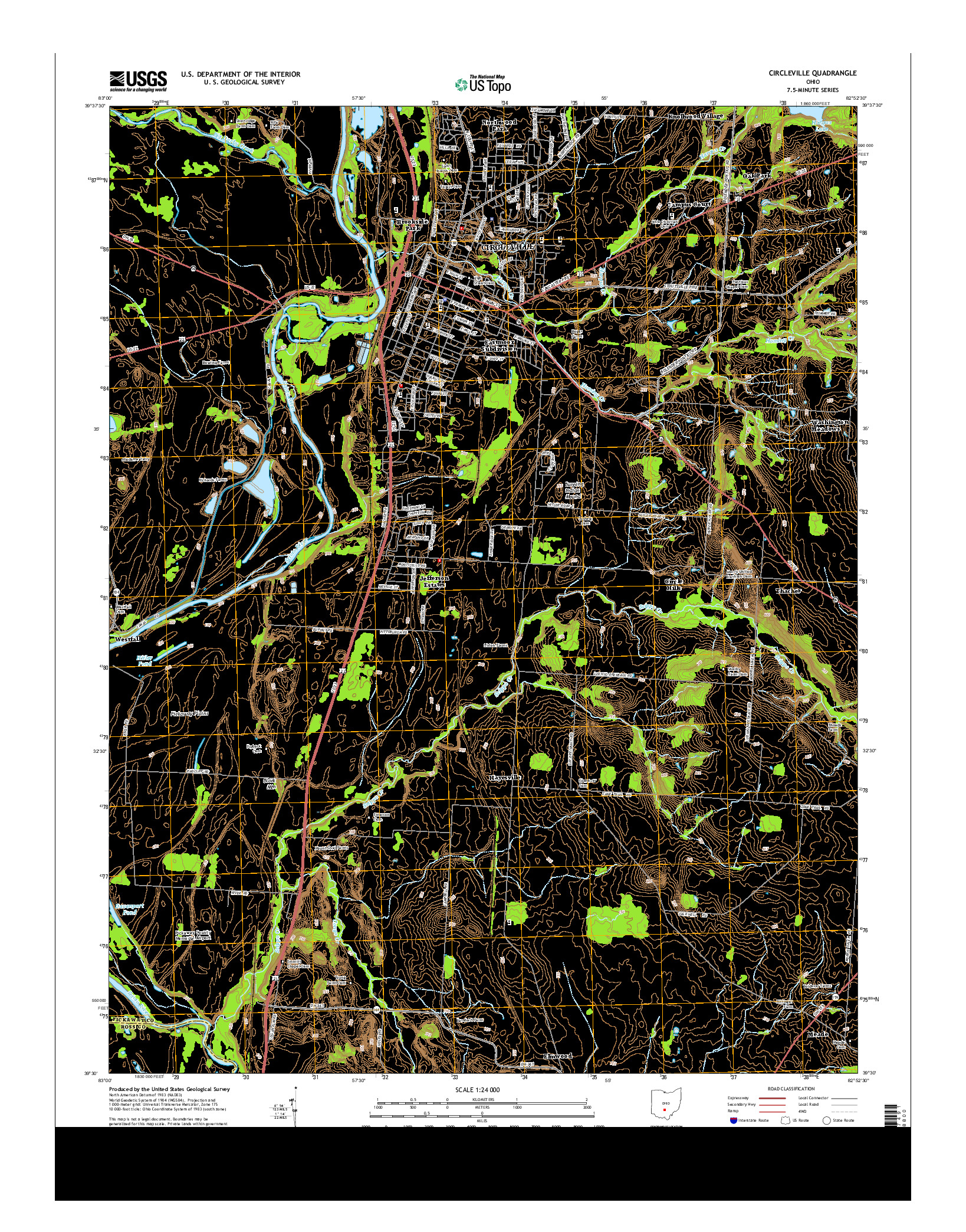 USGS US TOPO 7.5-MINUTE MAP FOR CIRCLEVILLE, OH 2013