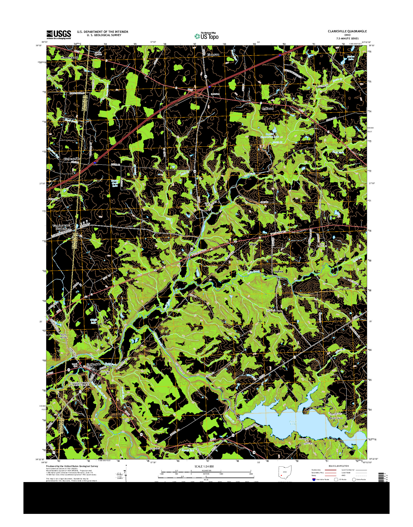 USGS US TOPO 7.5-MINUTE MAP FOR CLARKSVILLE, OH 2013