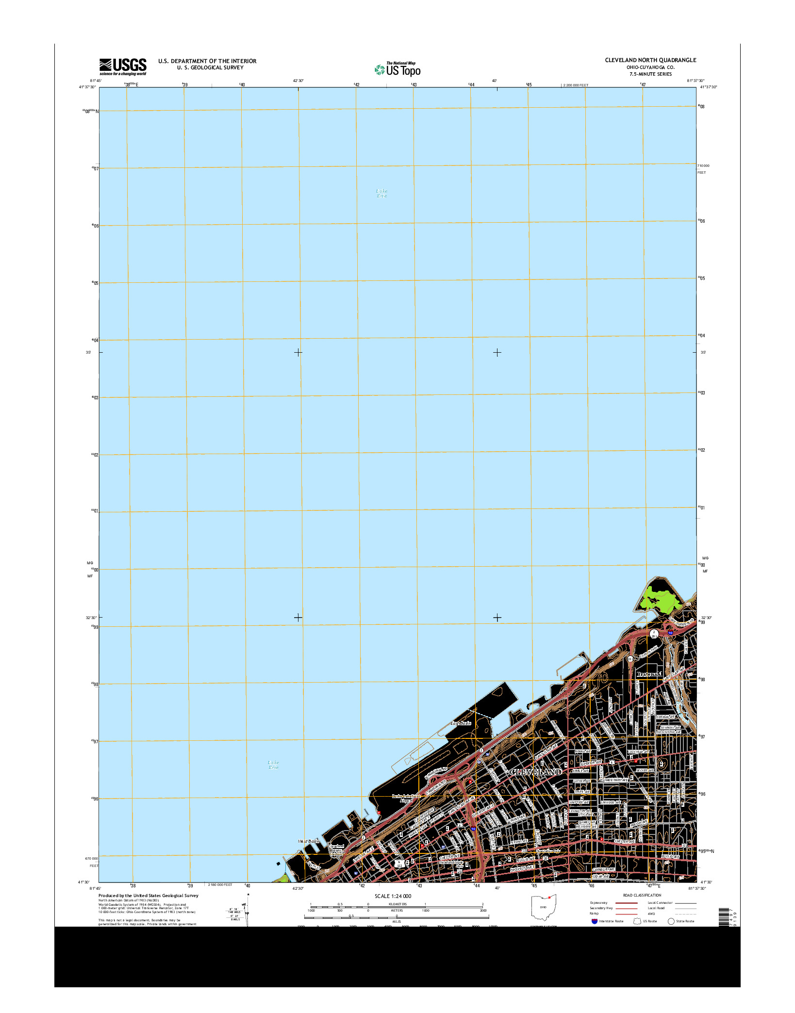 USGS US TOPO 7.5-MINUTE MAP FOR CLEVELAND NORTH, OH 2013