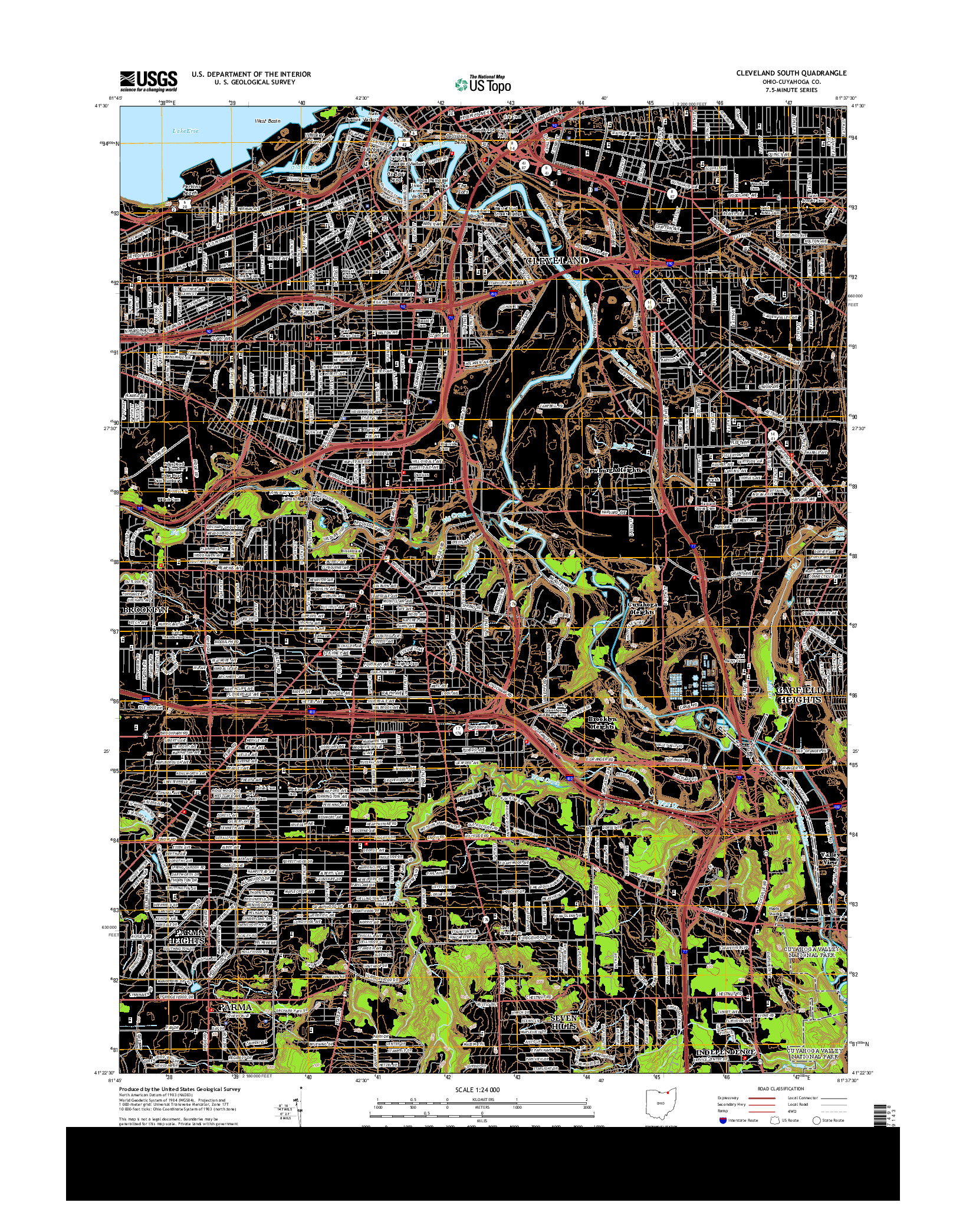 USGS US TOPO 7.5-MINUTE MAP FOR CLEVELAND SOUTH, OH 2013