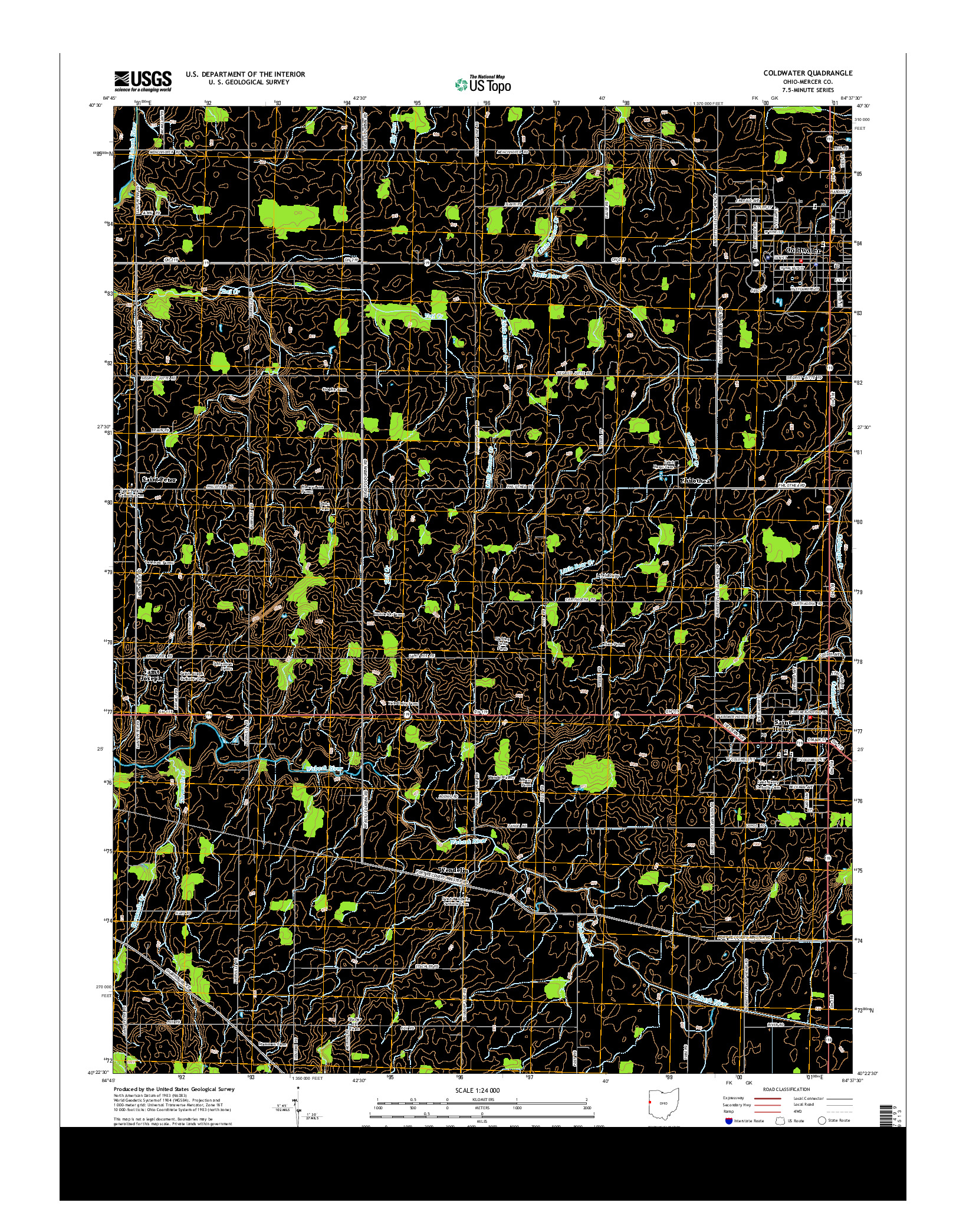 USGS US TOPO 7.5-MINUTE MAP FOR COLDWATER, OH 2013