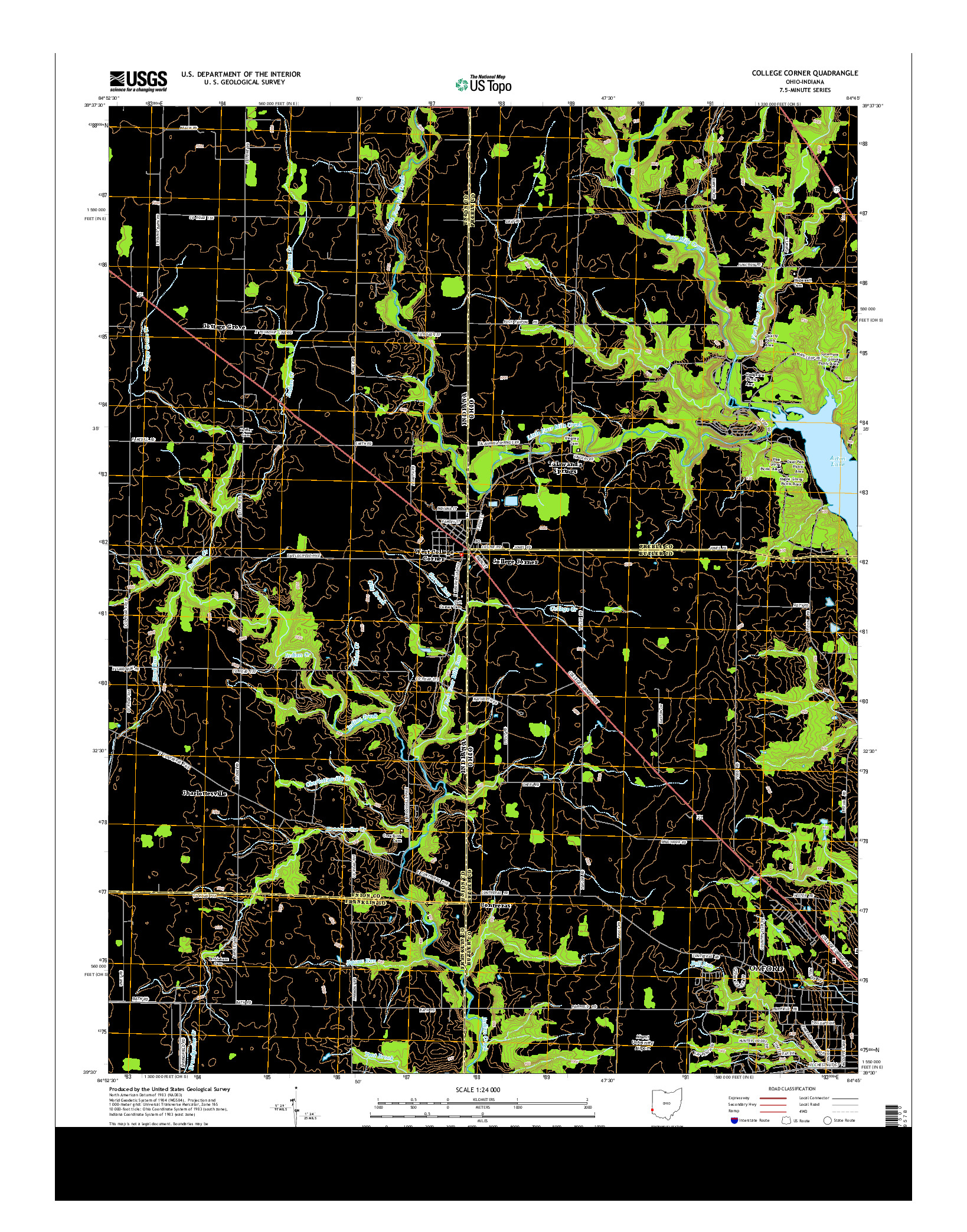 USGS US TOPO 7.5-MINUTE MAP FOR COLLEGE CORNER, OH-IN 2013