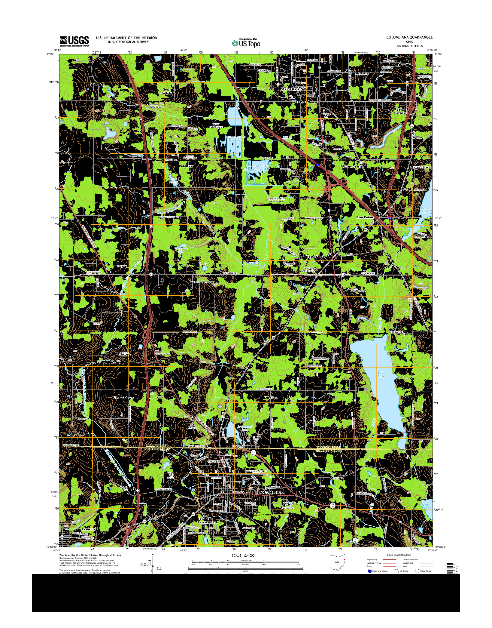 USGS US TOPO 7.5-MINUTE MAP FOR COLUMBIANA, OH 2013