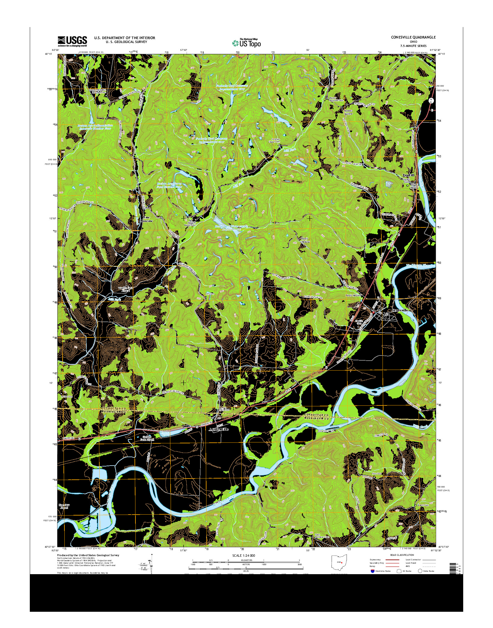 USGS US TOPO 7.5-MINUTE MAP FOR CONESVILLE, OH 2013