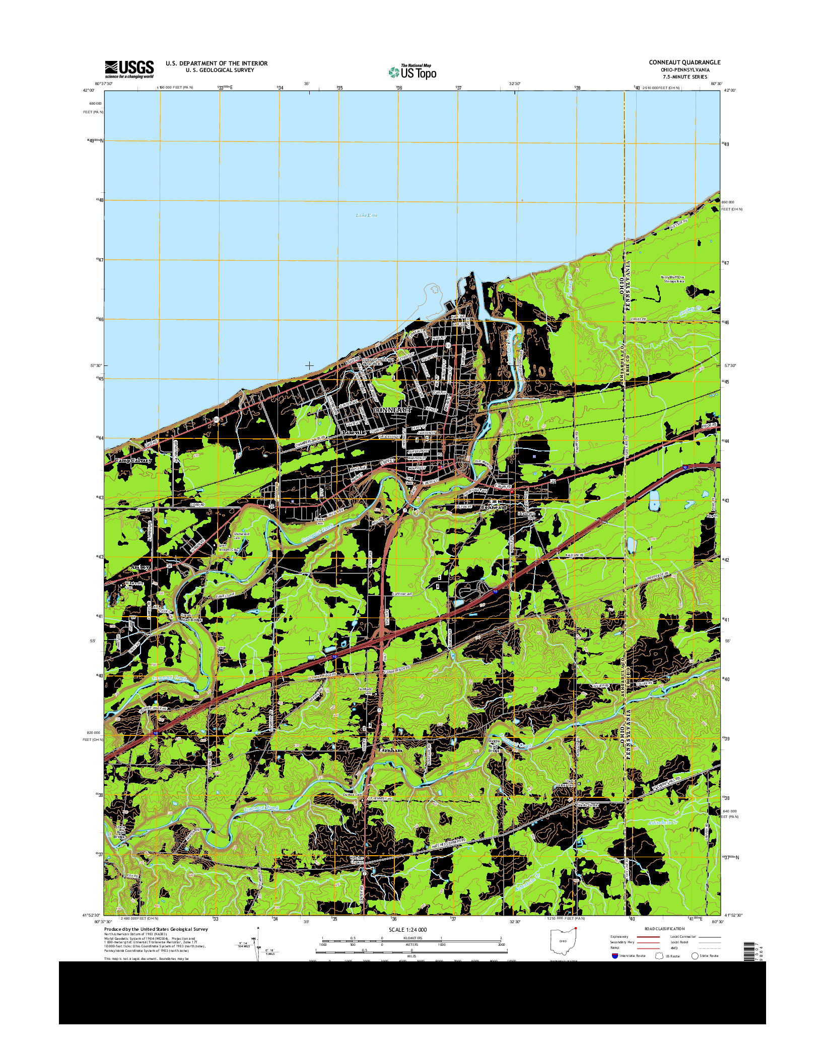 USGS US TOPO 7.5-MINUTE MAP FOR CONNEAUT, OH-PA 2013