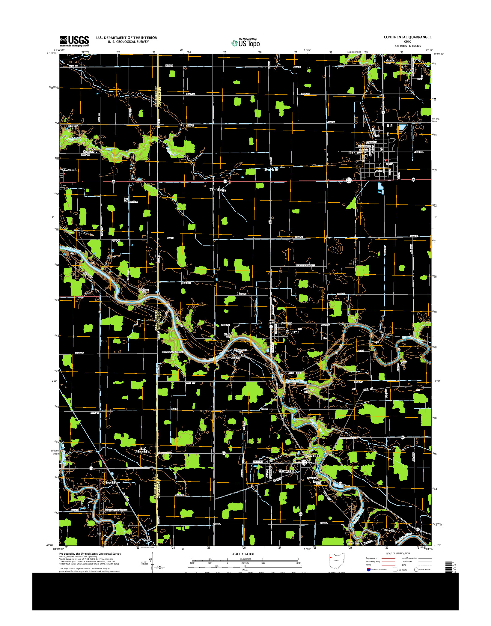 USGS US TOPO 7.5-MINUTE MAP FOR CONTINENTAL, OH 2013