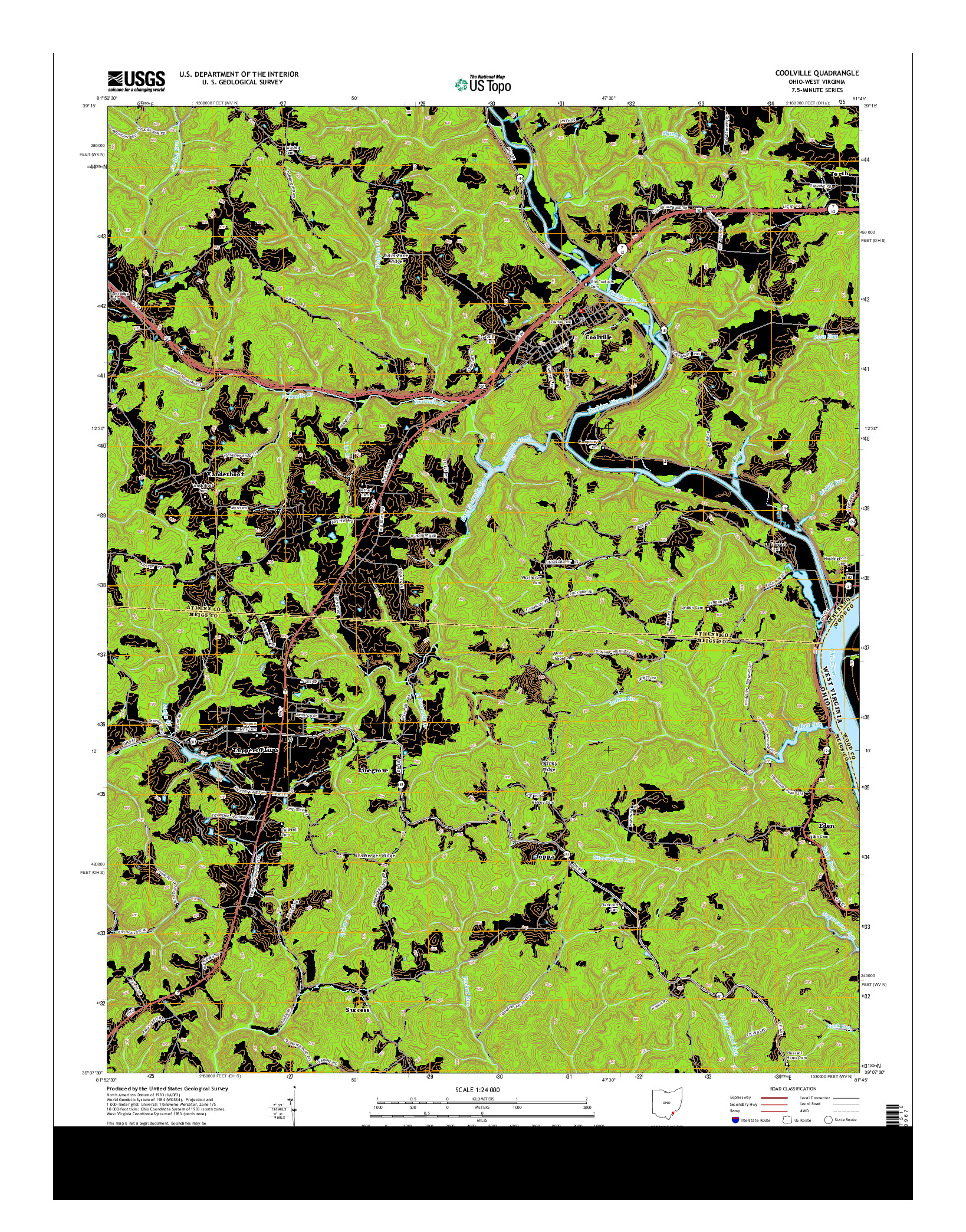 USGS US TOPO 7.5-MINUTE MAP FOR COOLVILLE, OH-WV 2013