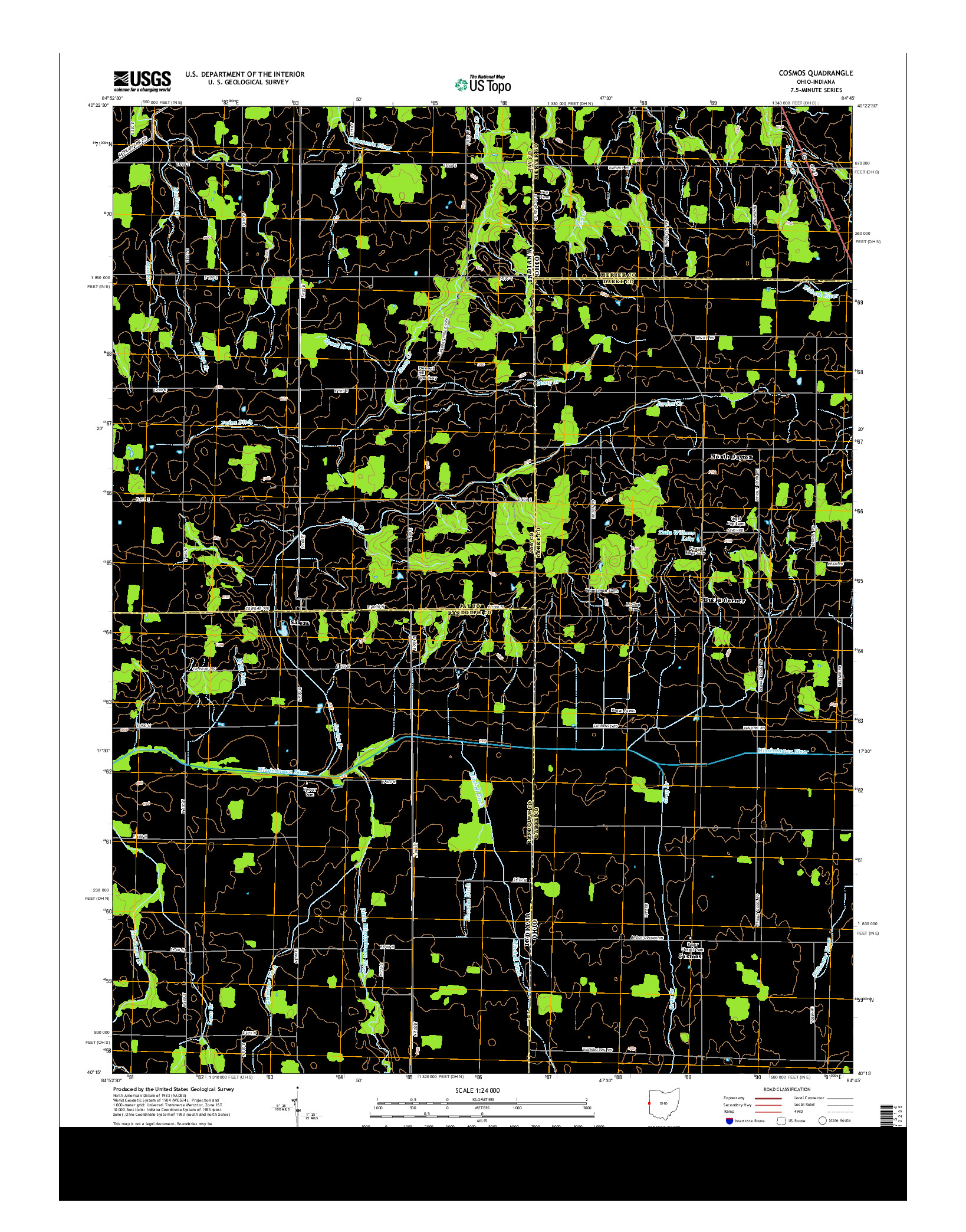 USGS US TOPO 7.5-MINUTE MAP FOR COSMOS, OH-IN 2013