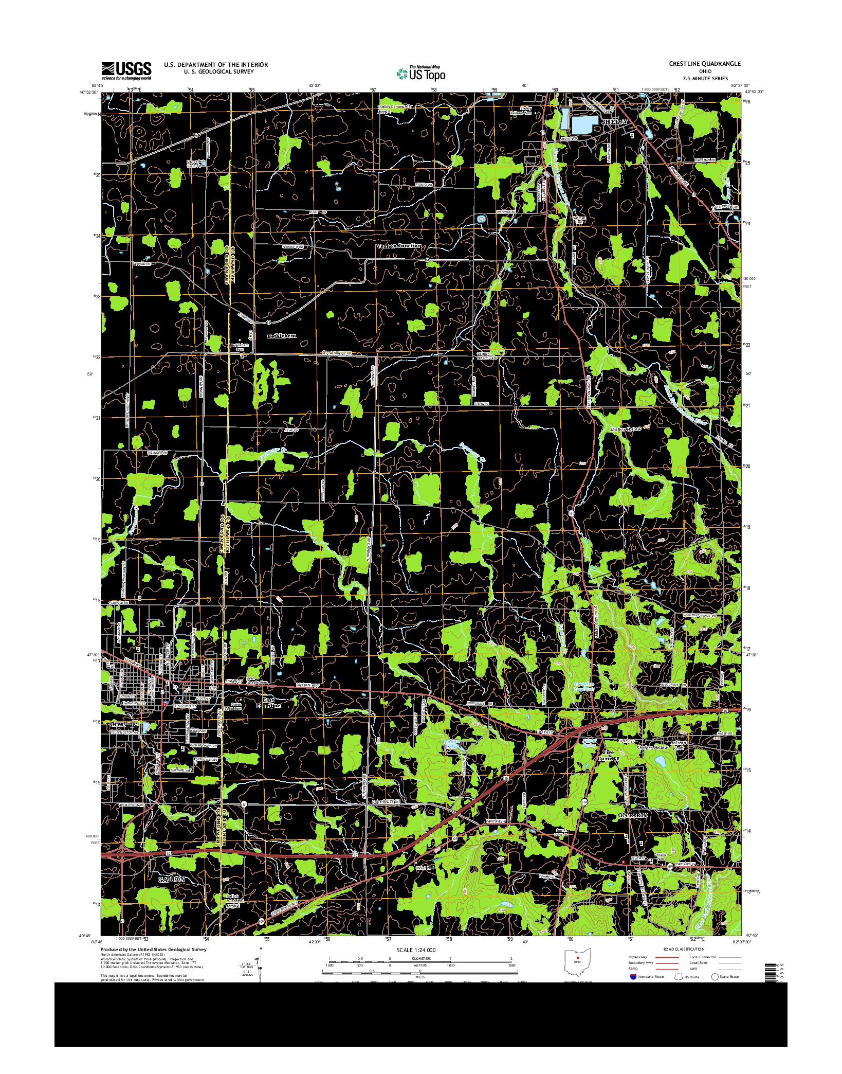 USGS US TOPO 7.5-MINUTE MAP FOR CRESTLINE, OH 2013
