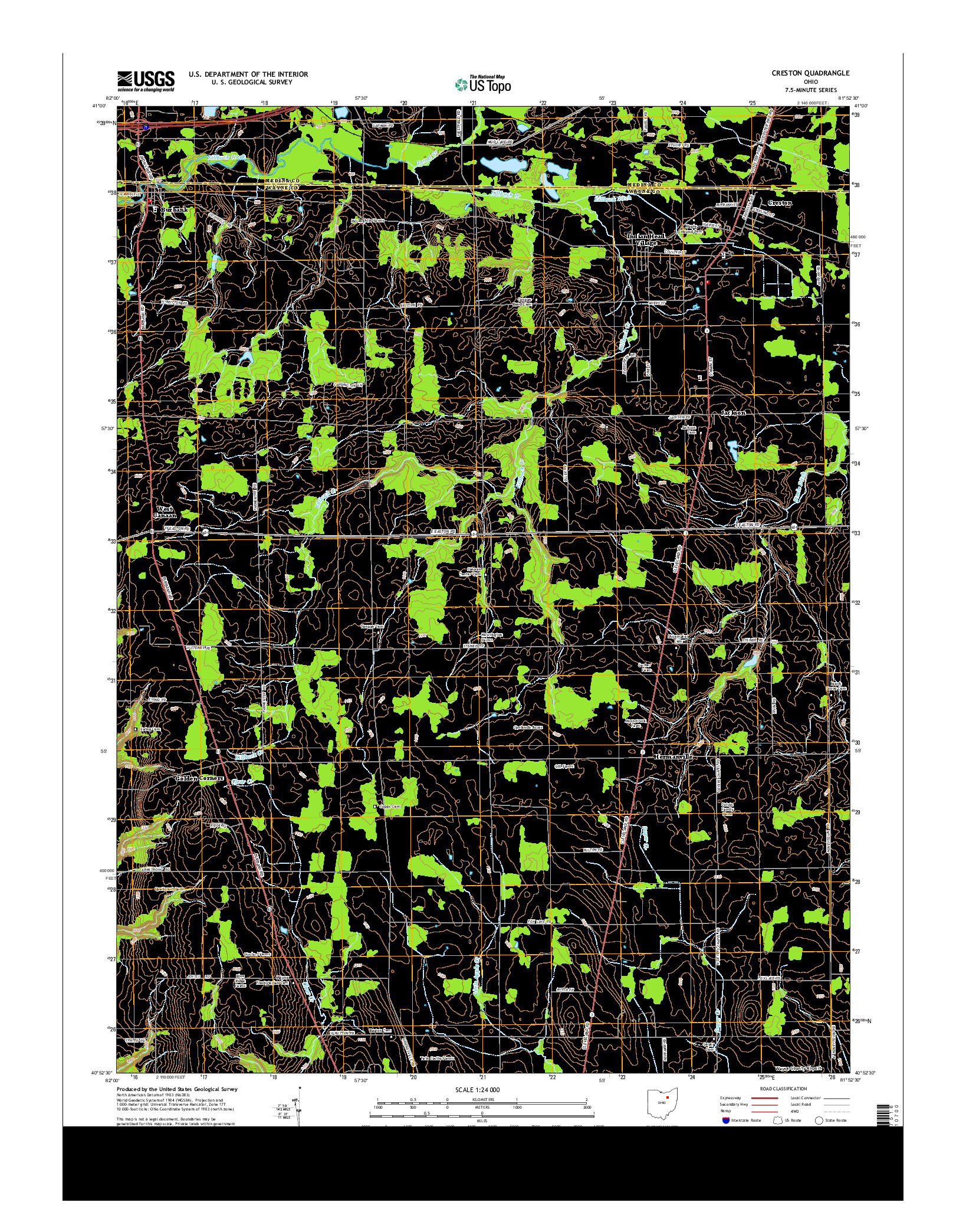 USGS US TOPO 7.5-MINUTE MAP FOR CRESTON, OH 2013